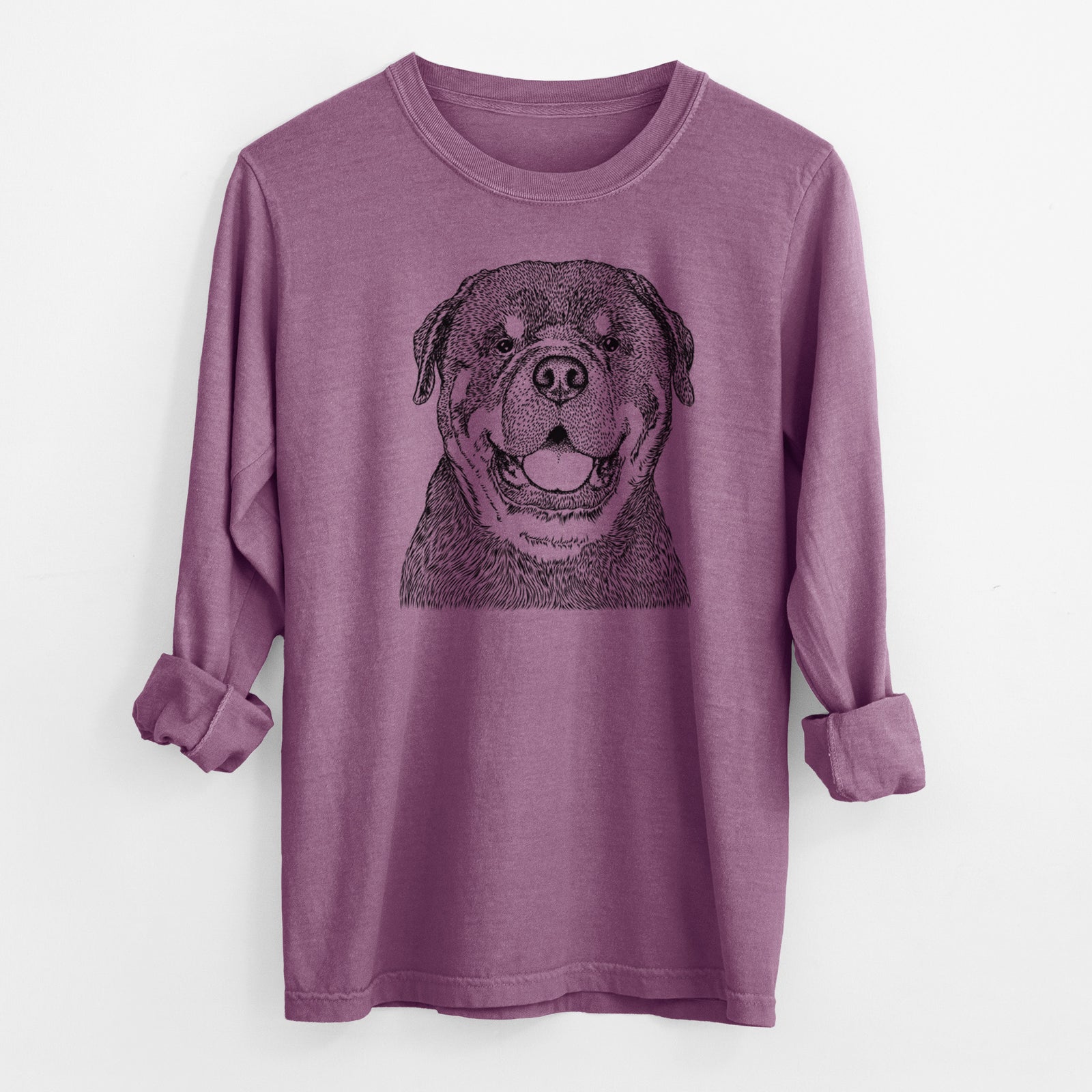 Bare Titan the Rottweiler - Men's Heavyweight 100% Cotton Long Sleeve