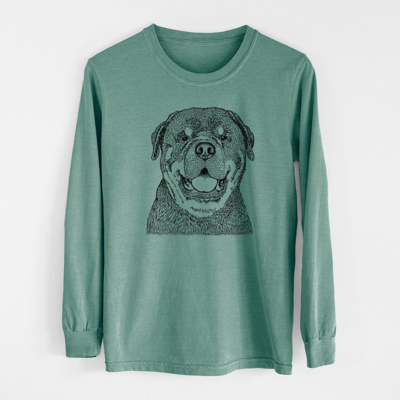 Bare Titan the Rottweiler - Men's Heavyweight 100% Cotton Long Sleeve