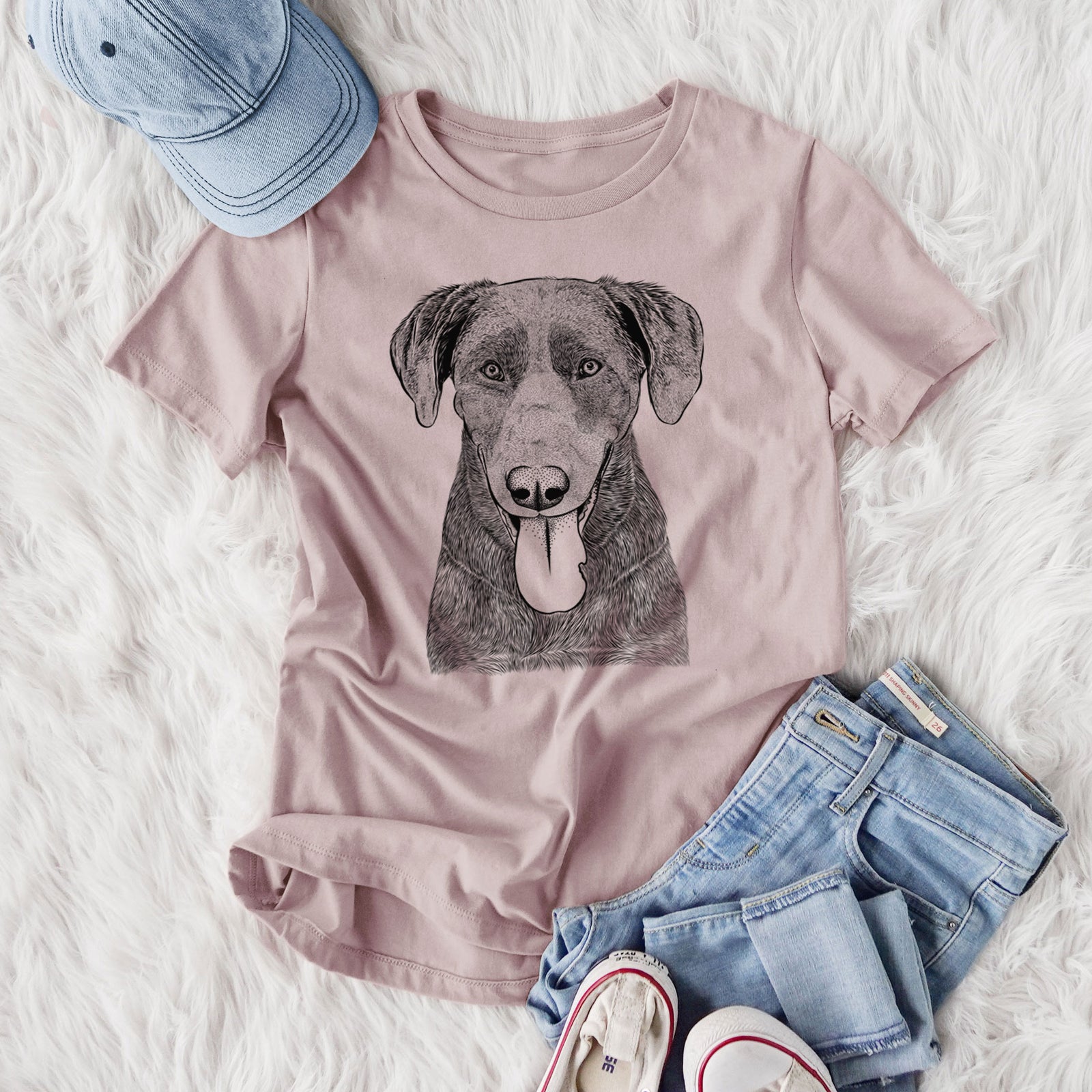 Bare Tobes the Chocolate Lab - Women's Lightweight Relaxed Fit 100% Cotton Crewneck