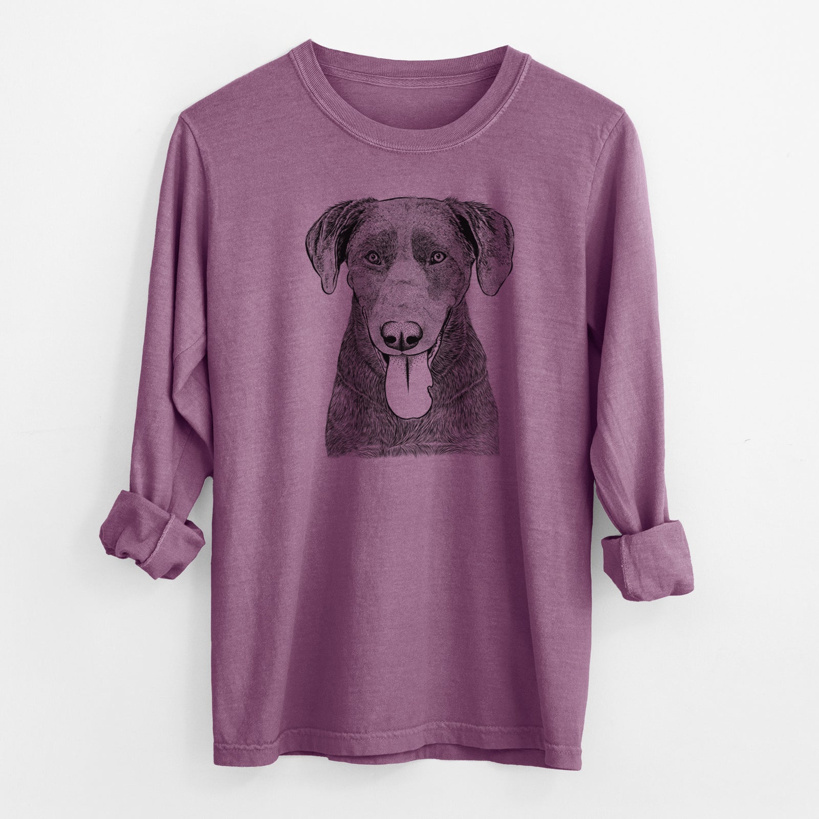 Bare Tobes the Chocolate Lab - Men's Heavyweight 100% Cotton Long Sleeve