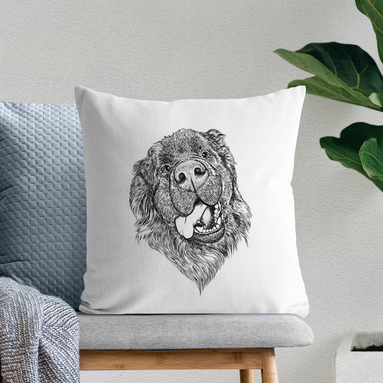 Tuna the Newfoundland - Throw Pillow Cover