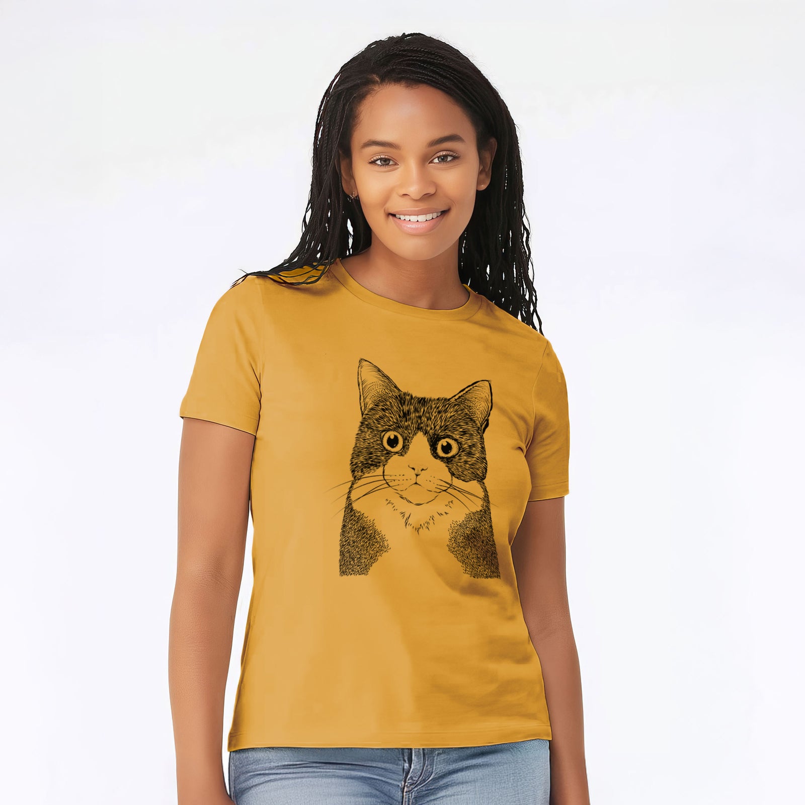 Bare Tux the Tuxedo Cat - Women's Lightweight Relaxed Fit 100% Cotton Crewneck