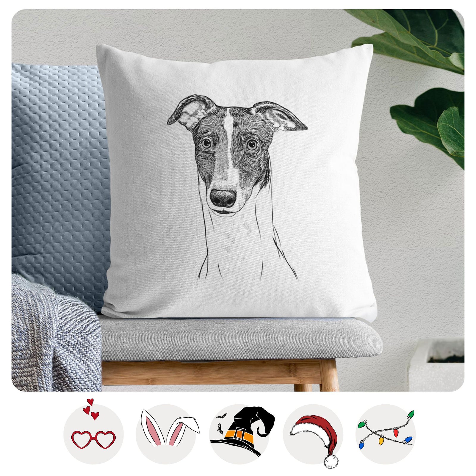 Vyncent the Greyhound - Throw Pillow Cover