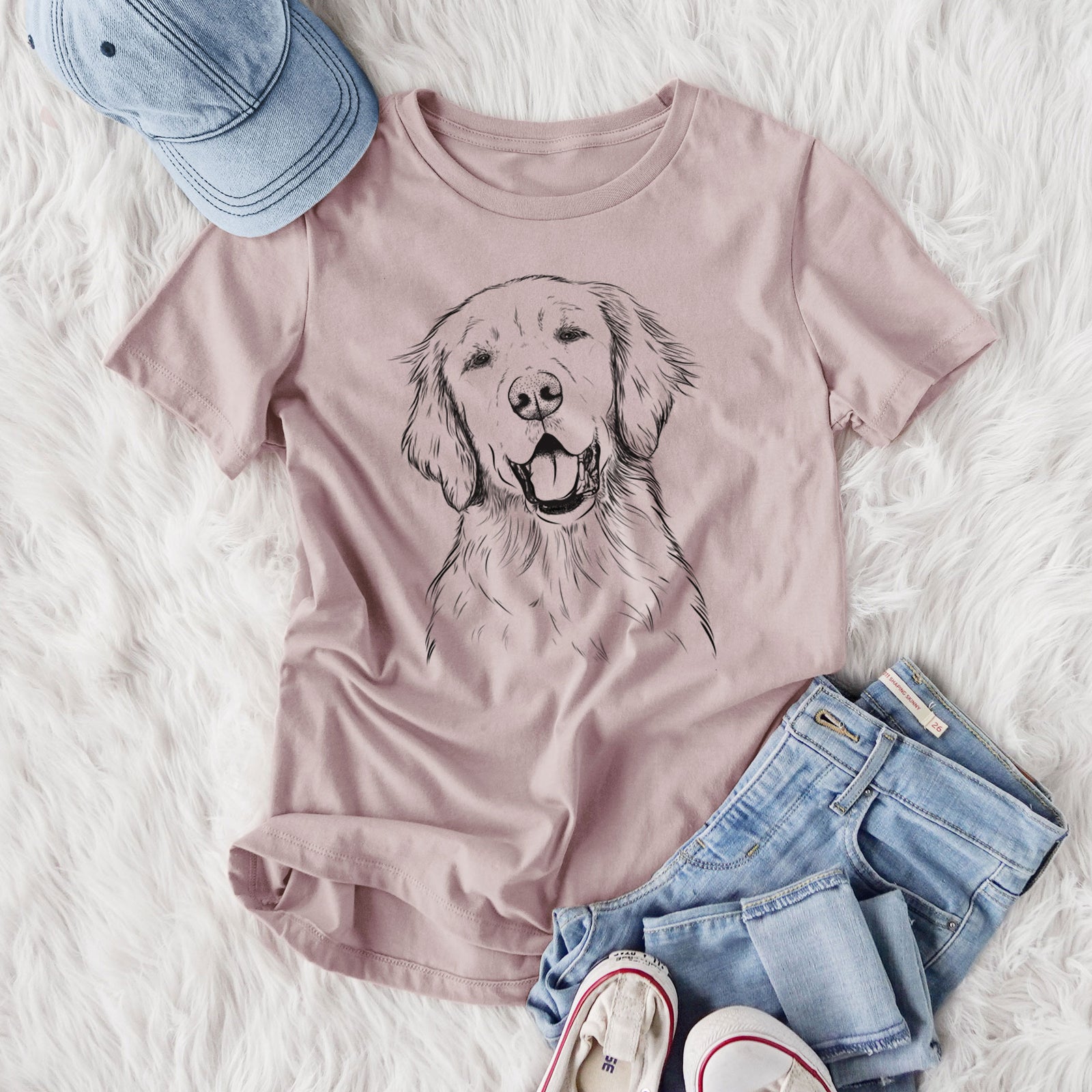 Bare Wallace the Golden Retriever - Women's Lightweight Relaxed Fit 100% Cotton Crewneck