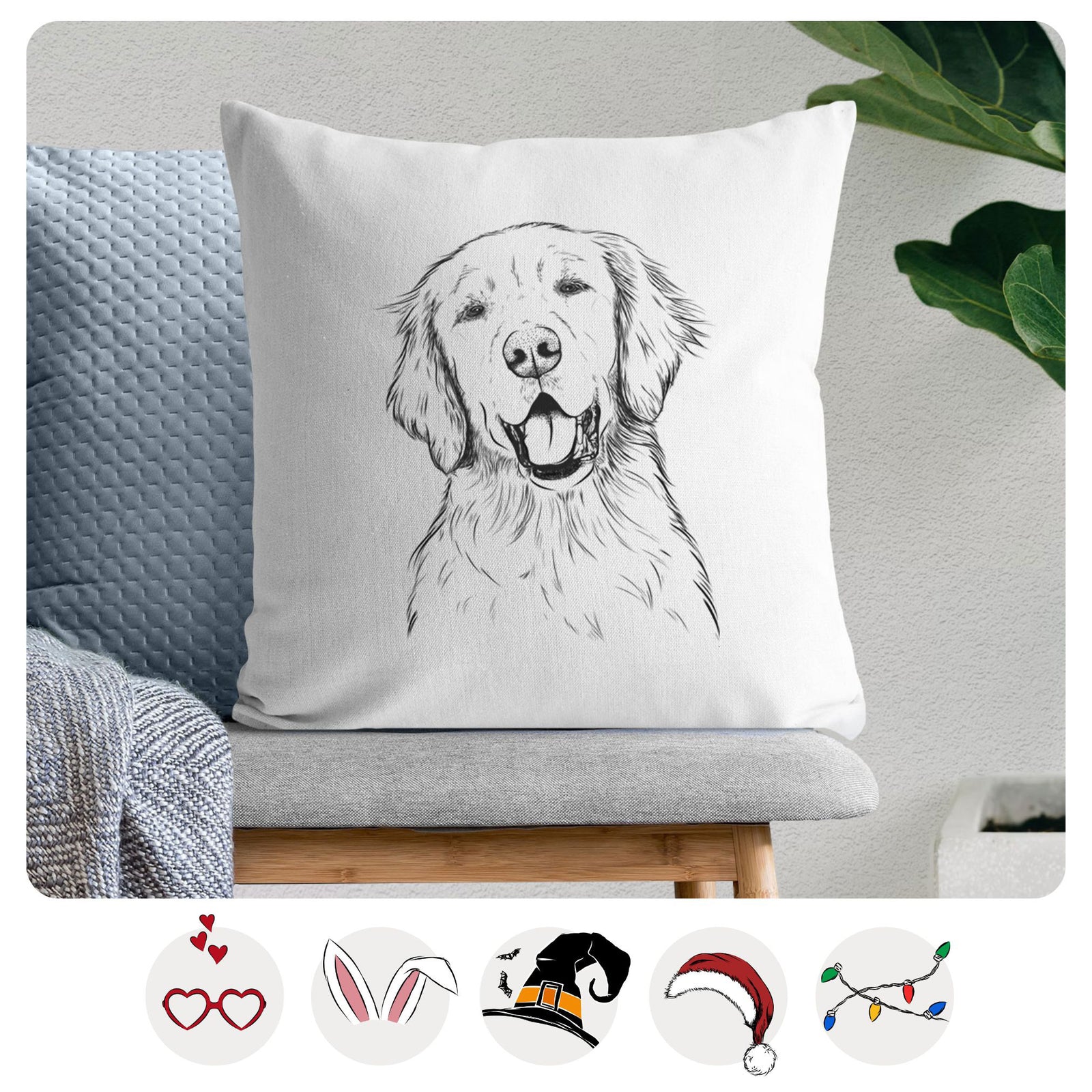 Wallace the Golden Retriever - Throw Pillow Cover