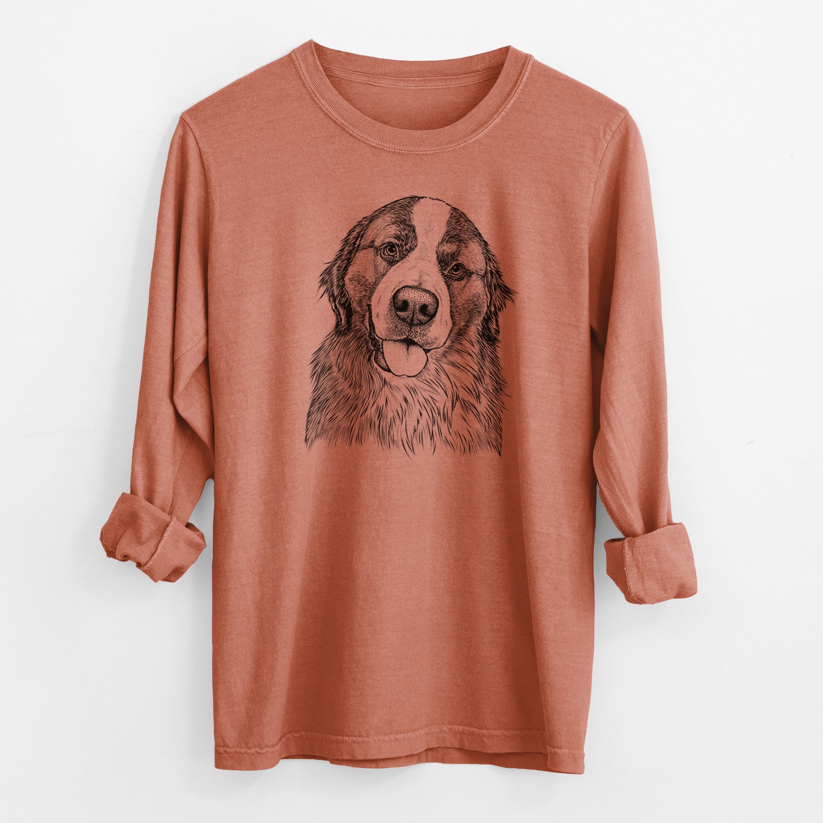 Bare Walter the Bernese Mountain Dog Mix - Men's Heavyweight 100% Cotton Long Sleeve