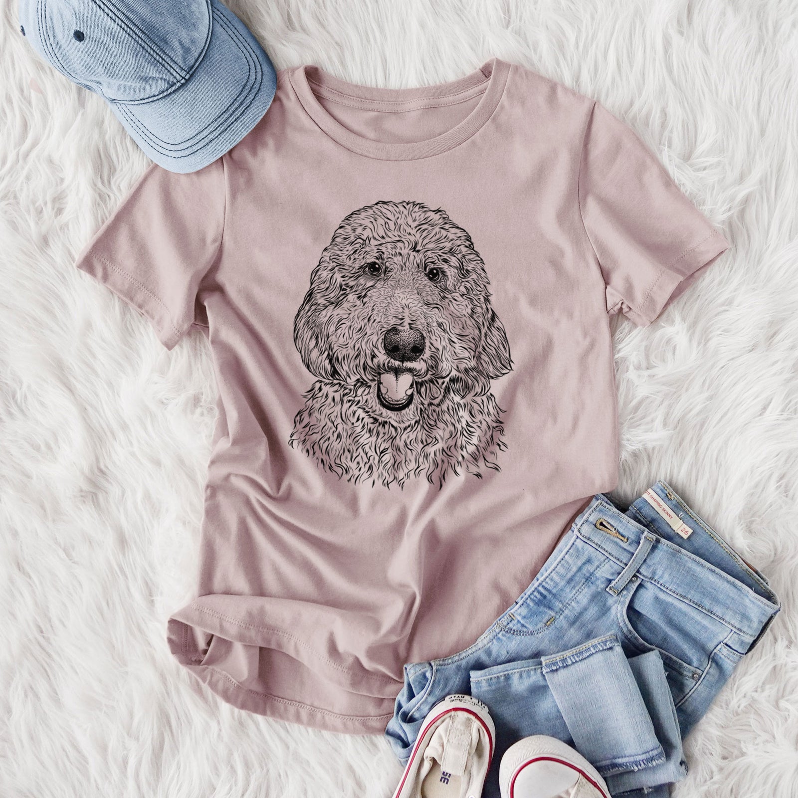 Bare Whisper the Goldendoodle - Women's Lightweight Relaxed Fit 100% Cotton Crewneck