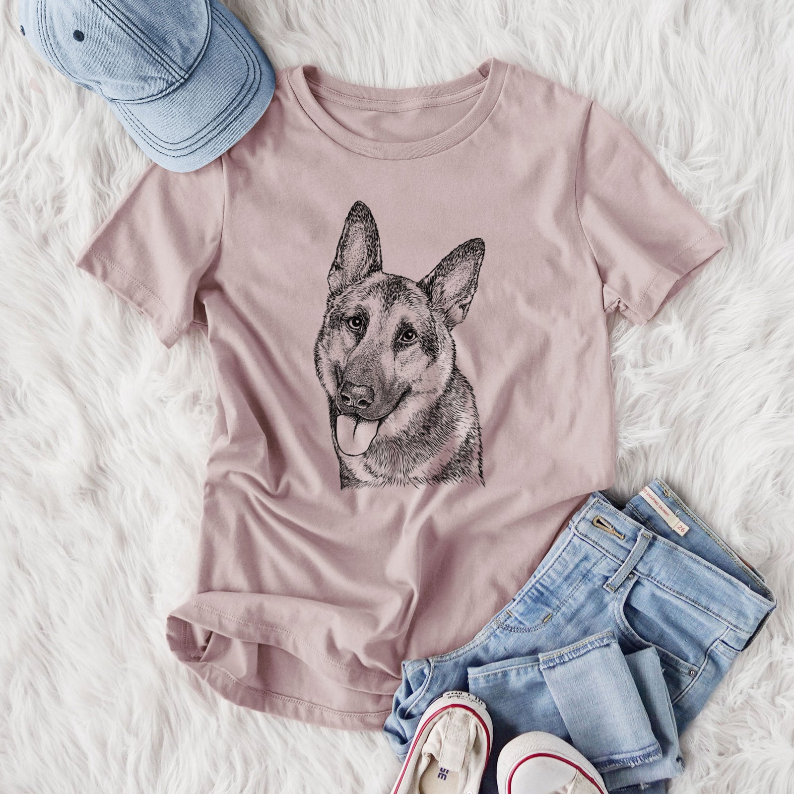 Bare Whitaker the German Shepherd - Women's Lightweight Relaxed Fit 100% Cotton Crewneck