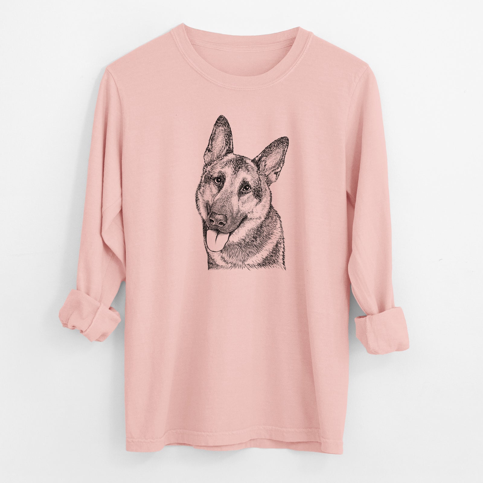 Bare Whitaker the German Shepherd - Men's Heavyweight 100% Cotton Long Sleeve