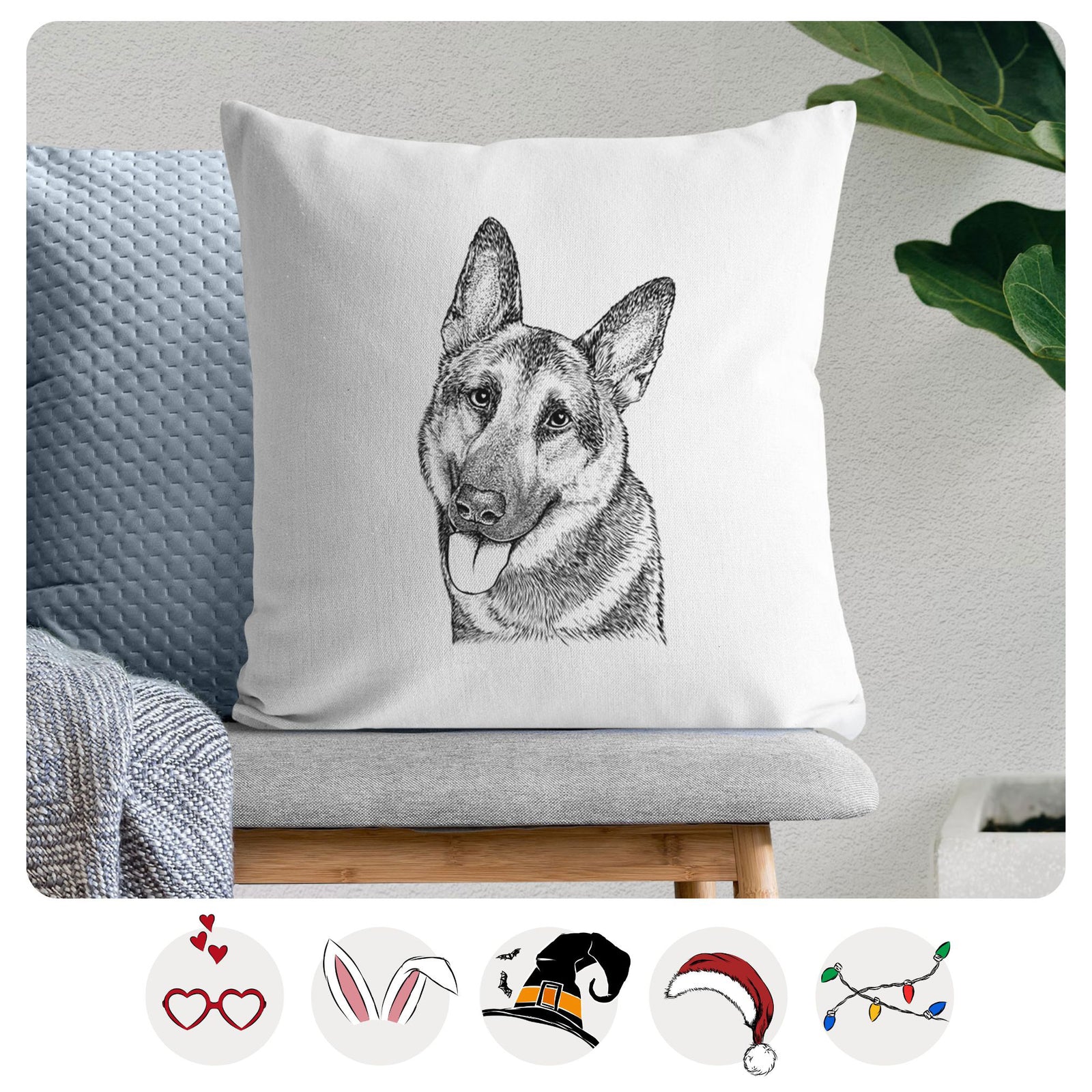 Whitaker the German Shepherd - Throw Pillow Cover