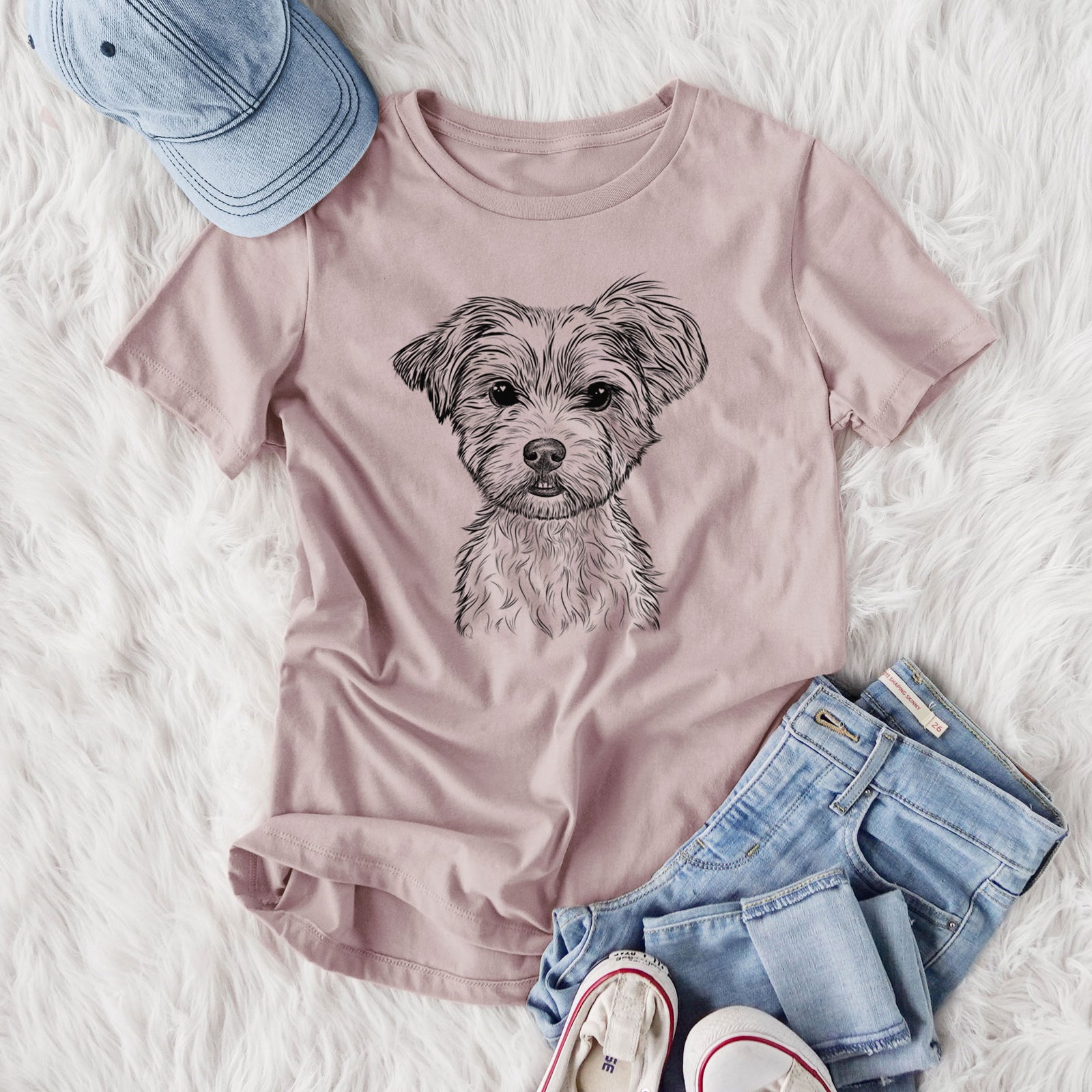 Bare William Mitchell Newman the Yorkshire Terrier - Women's Lightweight Relaxed Fit 100% Cotton Crewneck