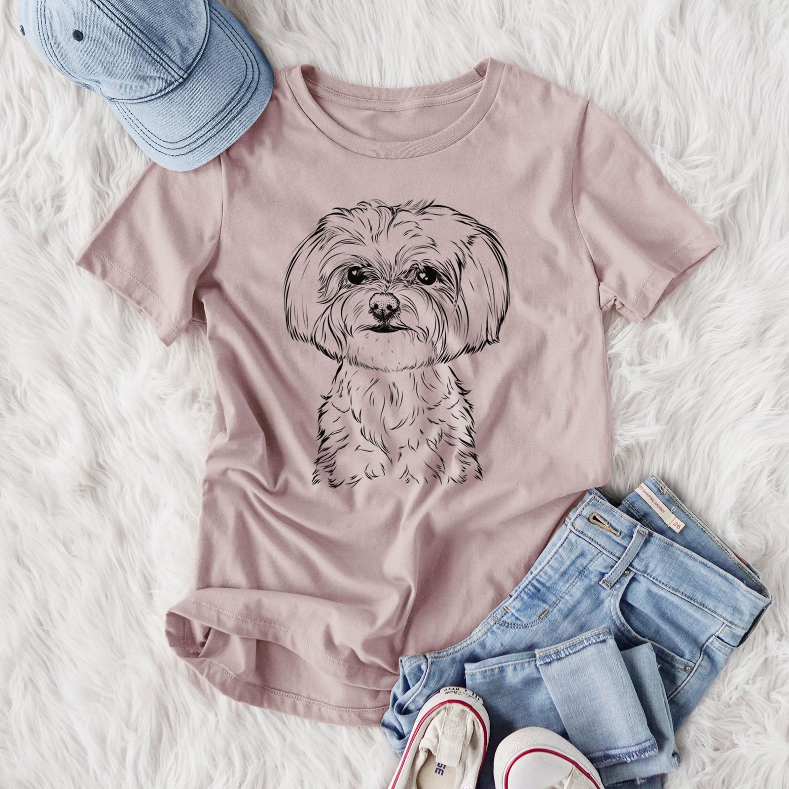 Bare Willow the Maltese - Women's Lightweight Relaxed Fit 100% Cotton Crewneck