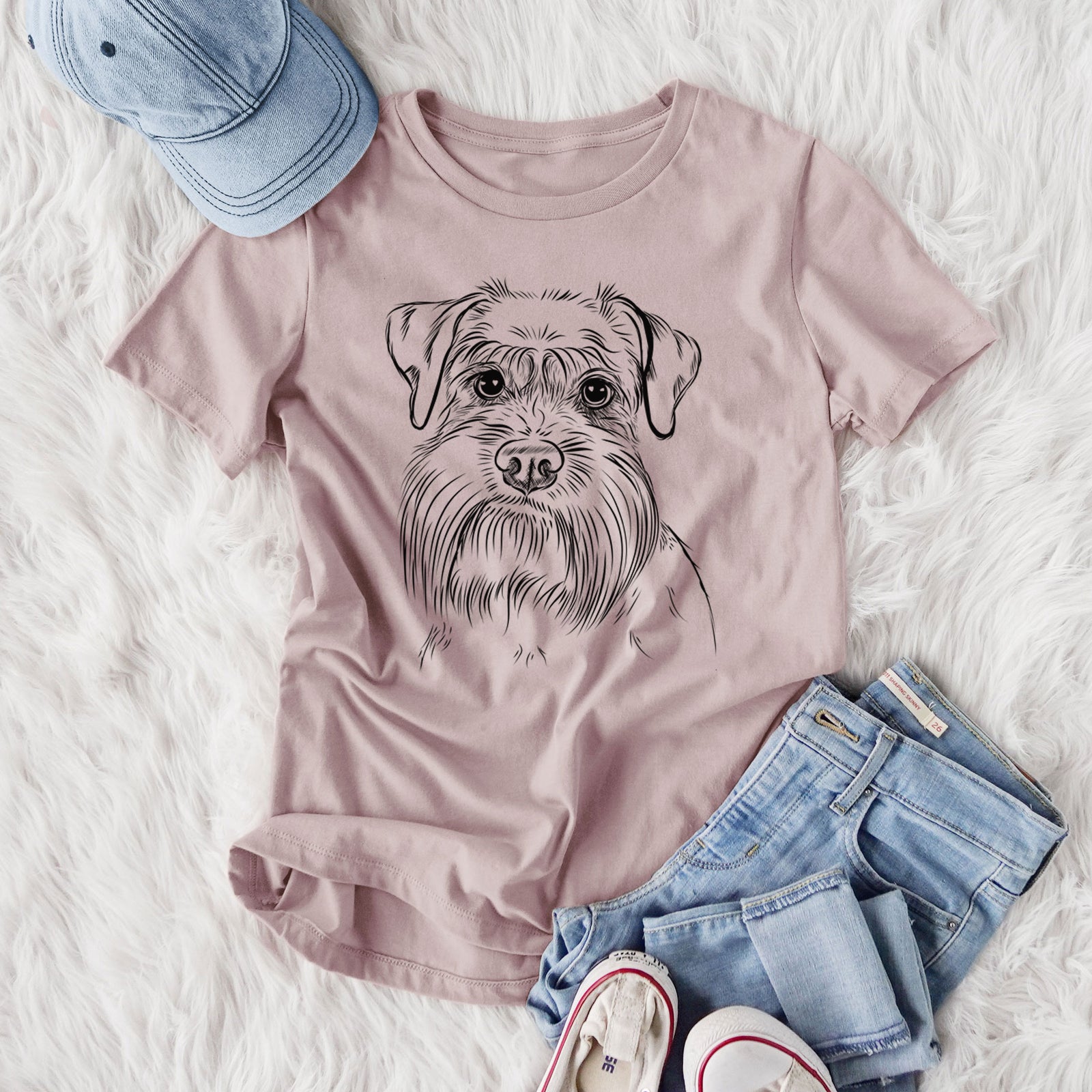 Bare Wrigley the Schnauzer - Women's Lightweight Relaxed Fit 100% Cotton Crewneck