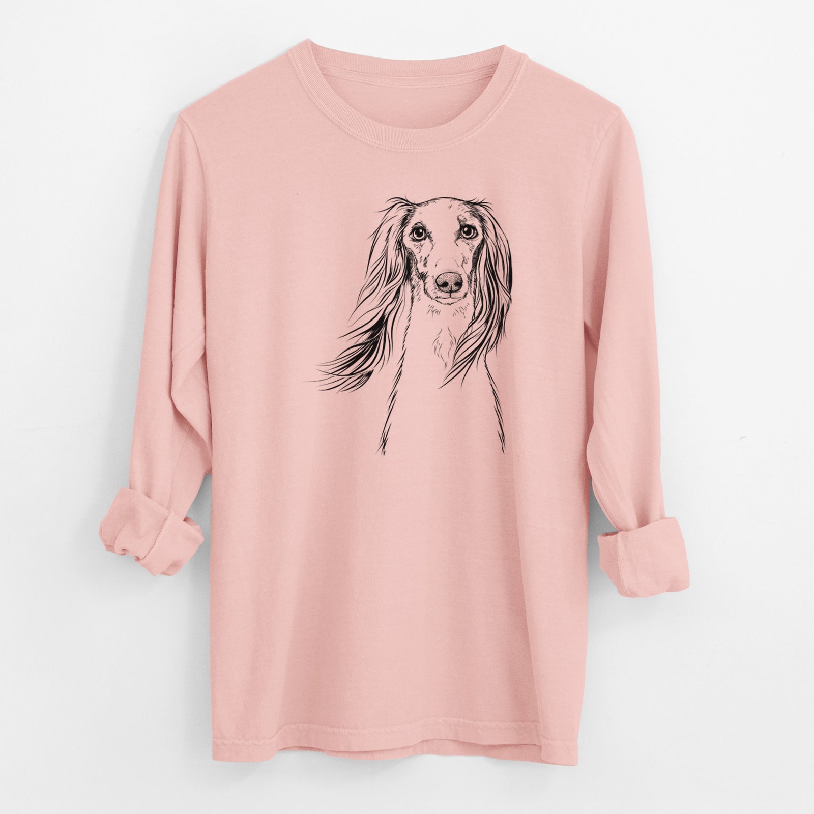 Bare Zahra the Saluki - Men's Heavyweight 100% Cotton Long Sleeve