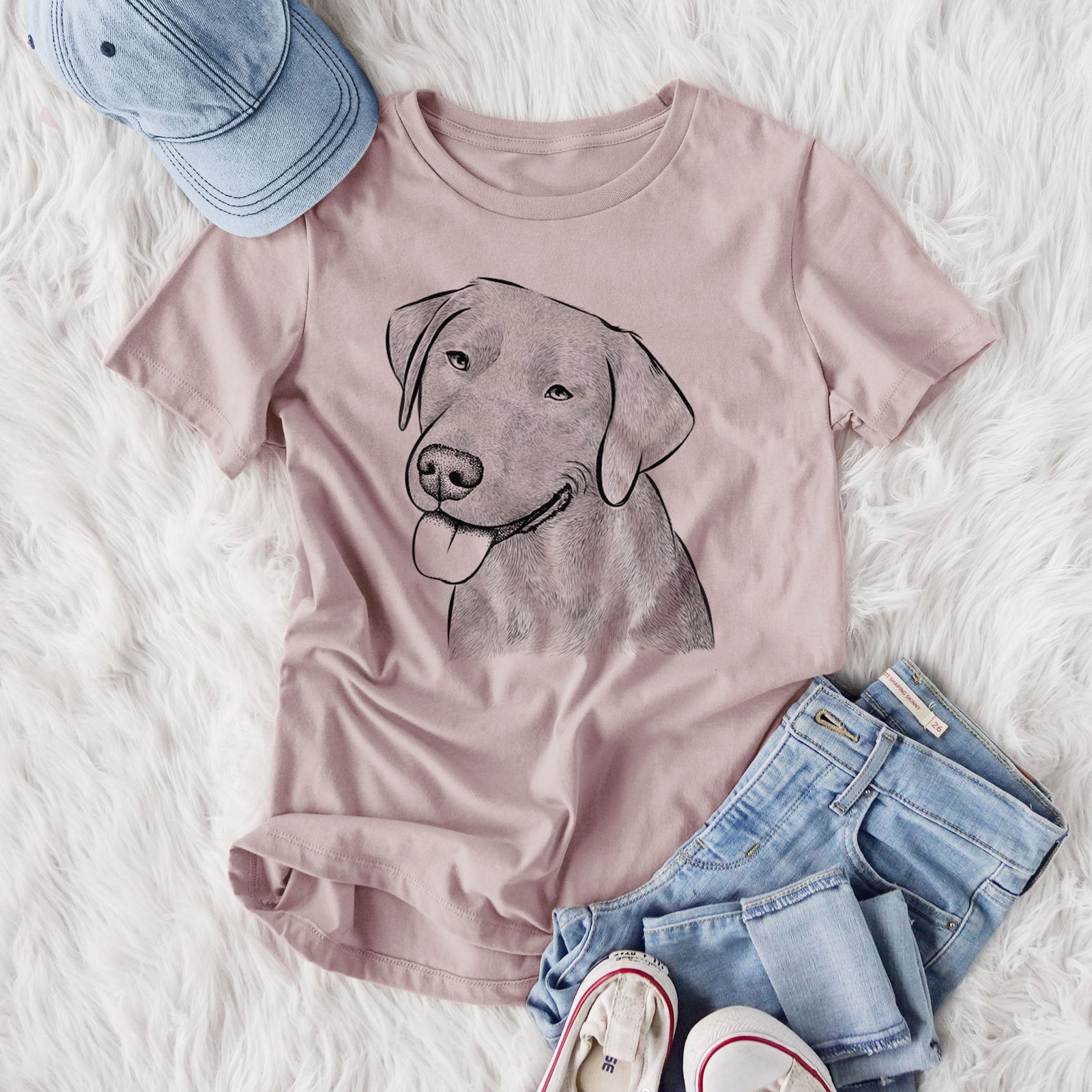 Bare Zeppelin the Black Labrador - Women's Lightweight Relaxed Fit 100% Cotton Crewneck