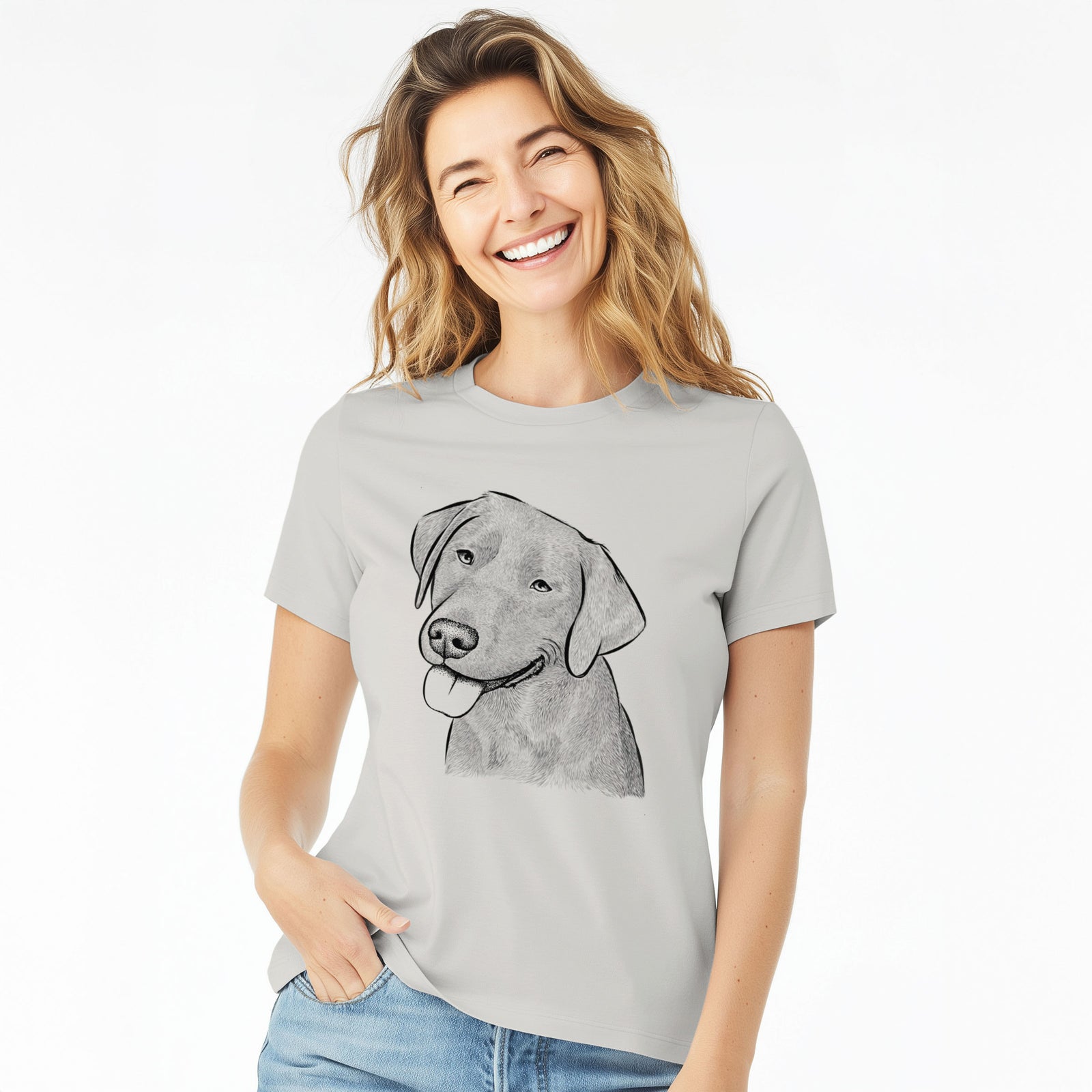 Bare Zeppelin the Black Labrador - Women's Lightweight Relaxed Fit 100% Cotton Crewneck