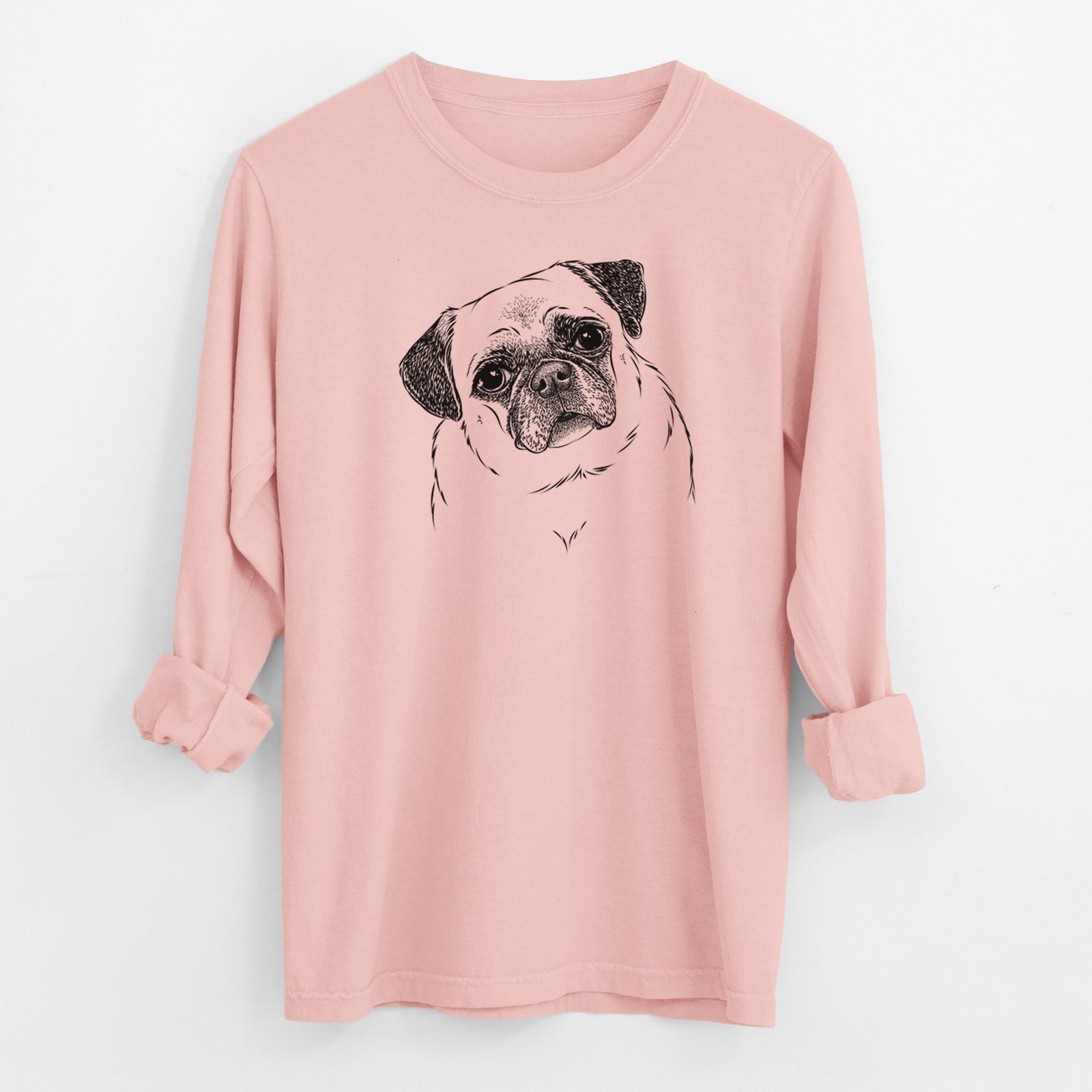 Bare Zoey the Pug - Men's Heavyweight 100% Cotton Long Sleeve