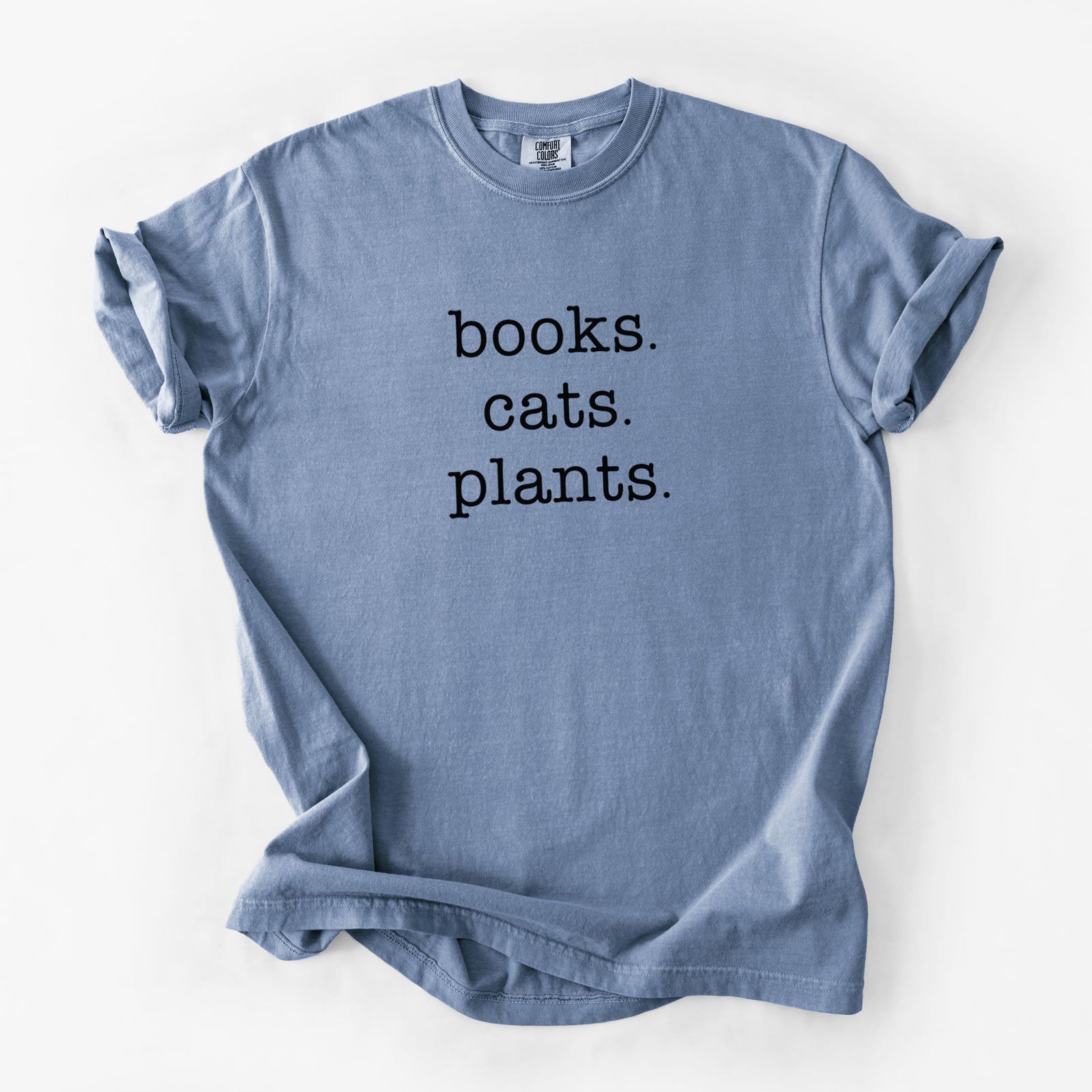books. cats. plants. - Unisex Comfort Colors Garment-Dyed Heavyweight T-shirt in Blue Jean