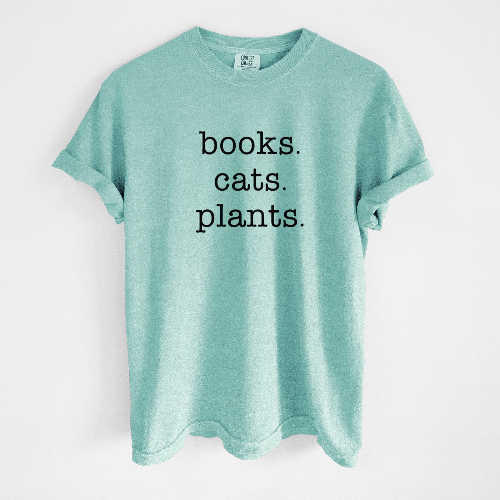 books. cats. plants. - Unisex Comfort Colors Garment-Dyed Heavyweight T-shirt in Chalky Mint
