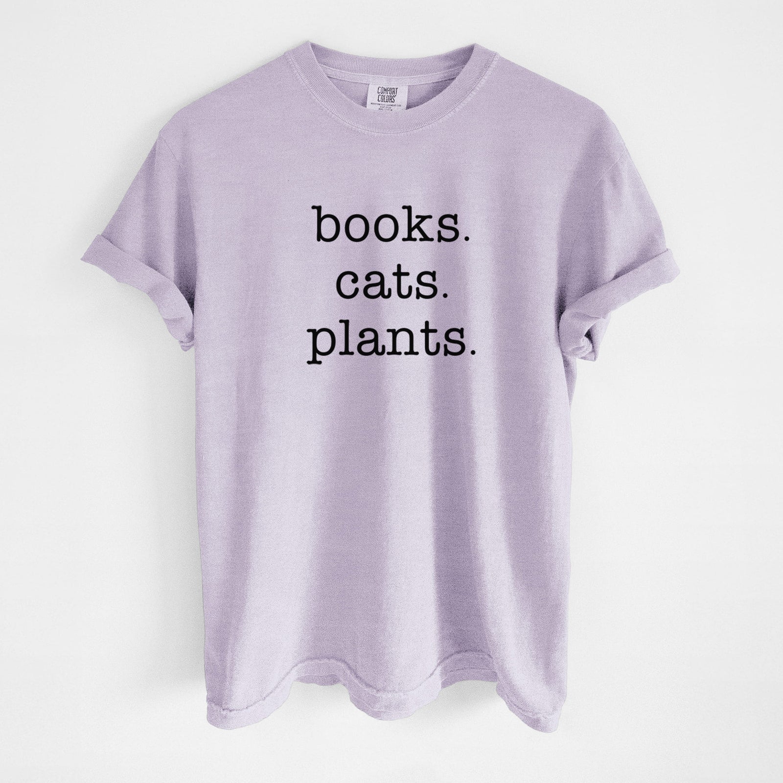 books. cats. plants. - Unisex Comfort Colors Garment-Dyed Heavyweight T-shirt in Orchid