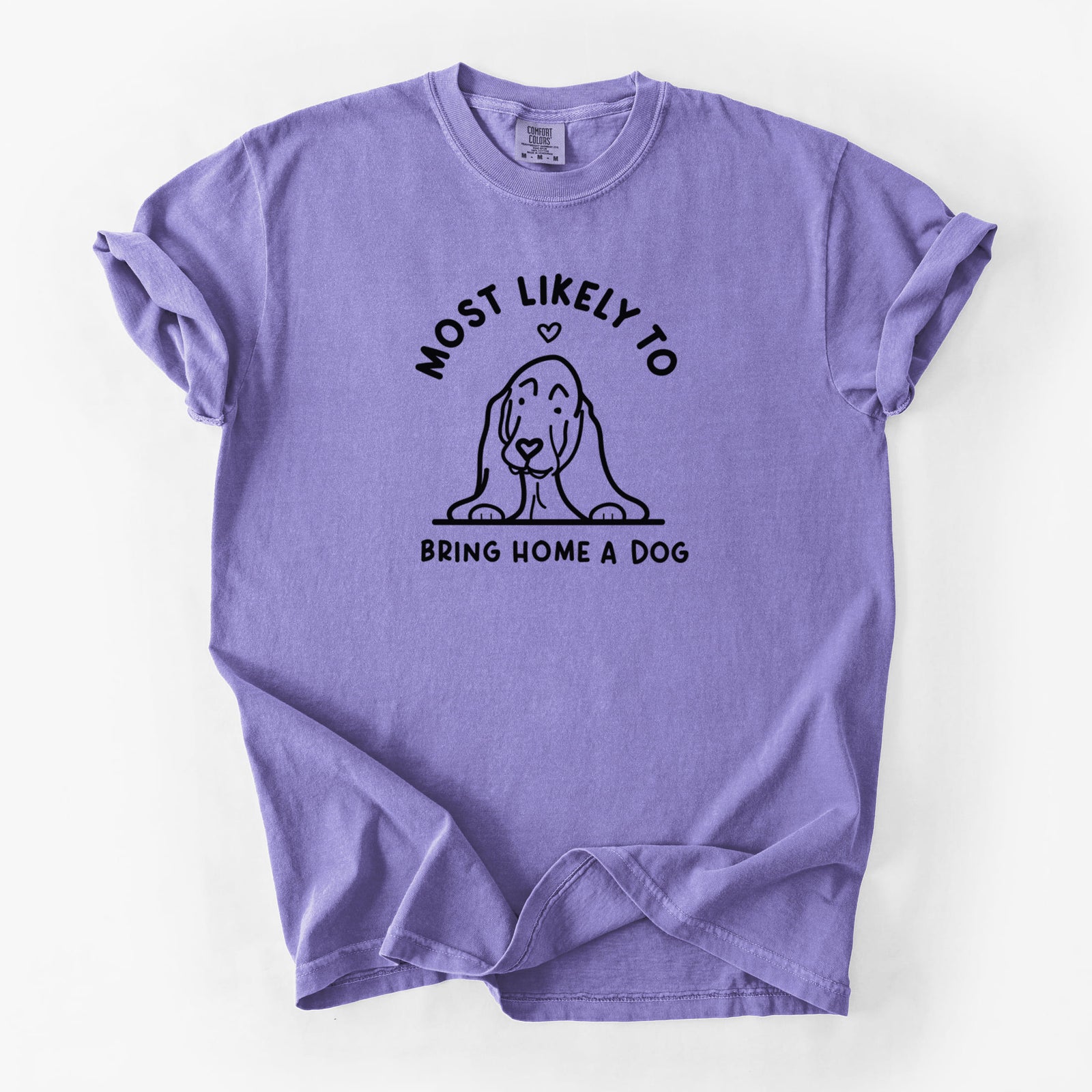 Most Likely to Bring Home a Dog - Basset Hound - Unisex Comfort Colors Garment-Dyed Heavyweight T-shirt in Violet