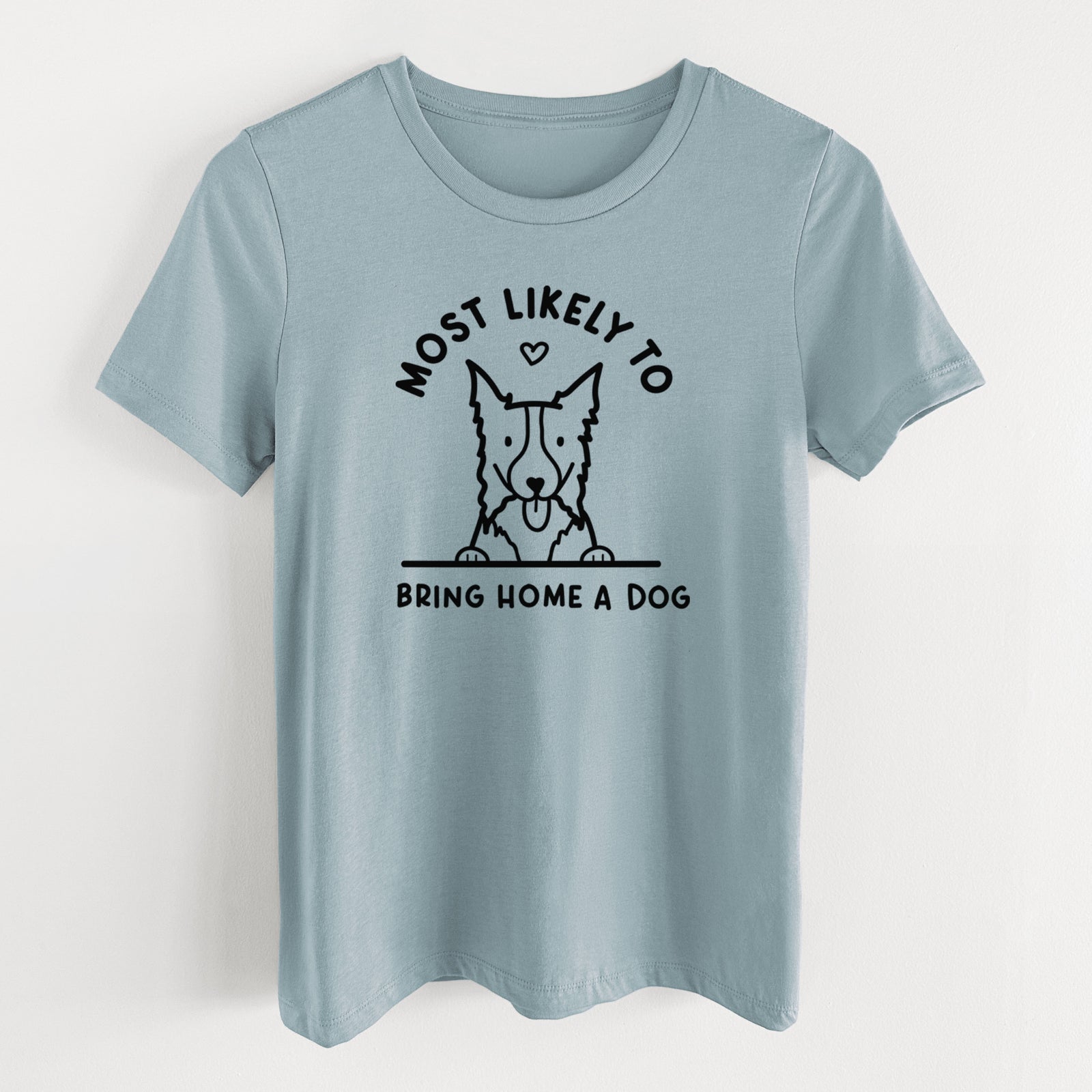 Most Likely to Bring Home a Dog - Border Collie - Women's Lightweight Relaxed Fit 100% Cotton Crewneck