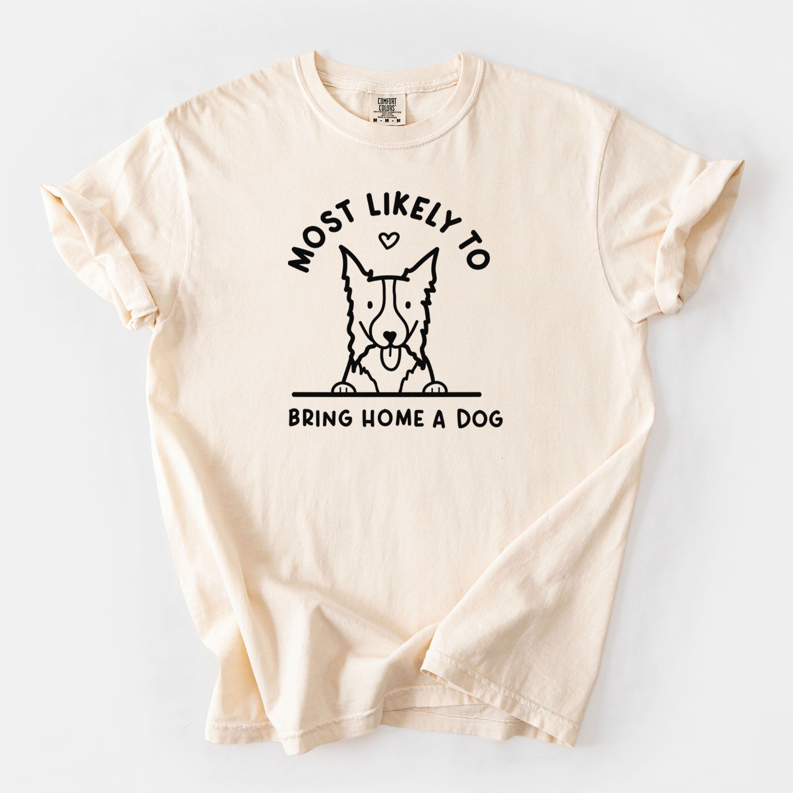 Most Likely to Bring Home a Dog - Border Collie - Unisex Comfort Colors Garment-Dyed Heavyweight T-shirt in Ivory