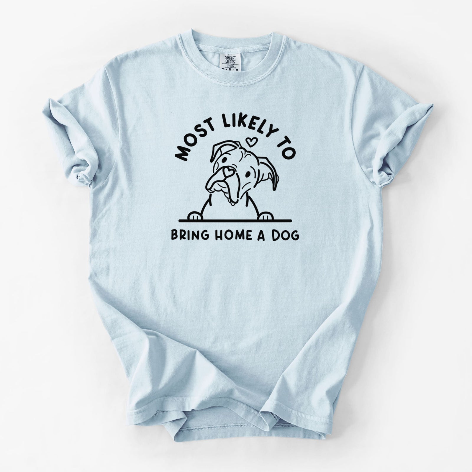 Most Likely to Bring Home a Dog - Boxer - Unisex Comfort Colors Garment-Dyed Heavyweight T-shirt in Chambray
