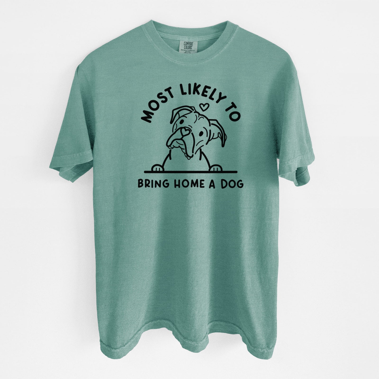 Most Likely to Bring Home a Dog - Boxer - Unisex Comfort Colors Garment-Dyed Heavyweight T-shirt in Reef Green