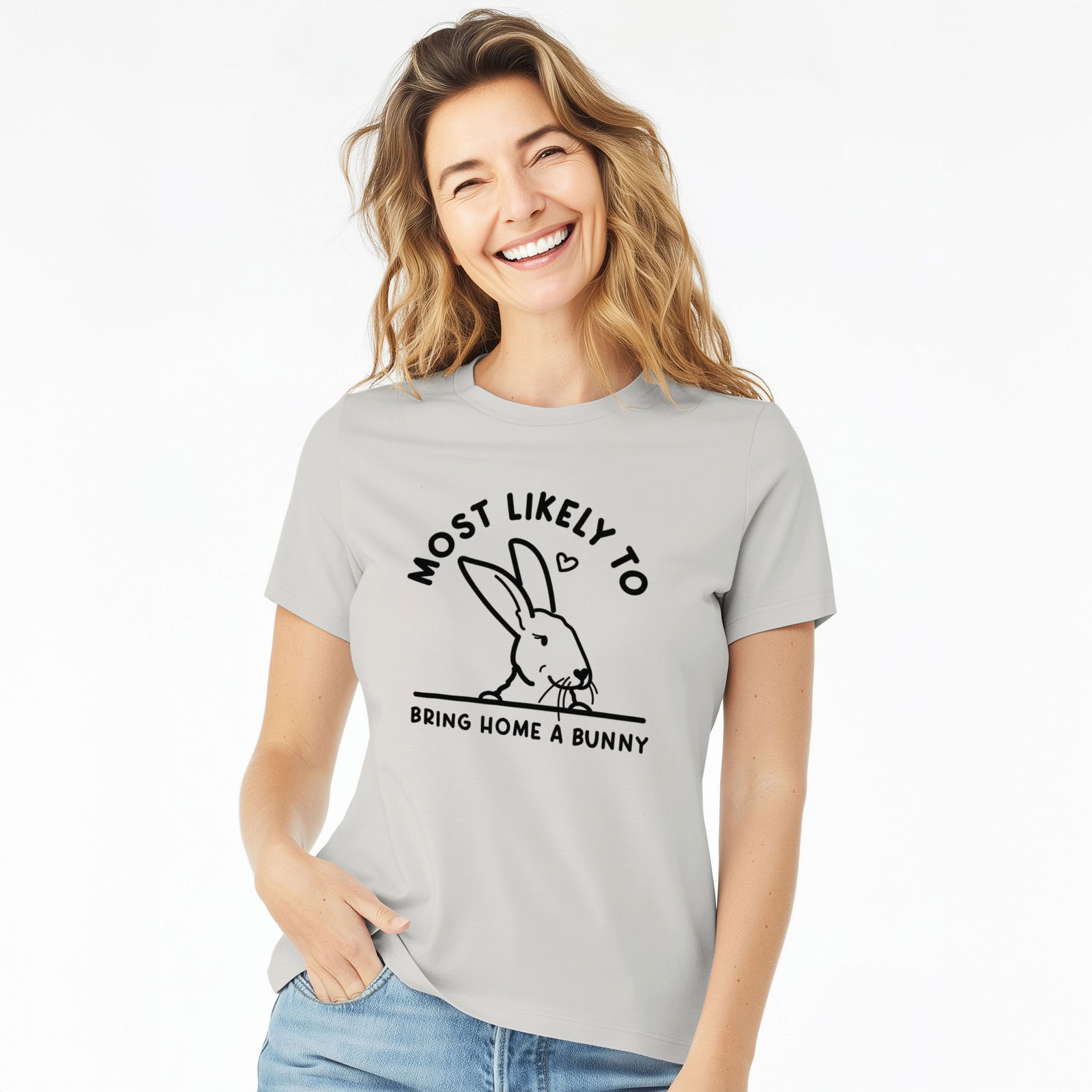 Most Likely to Bring Home a Bunny - Women's Lightweight Relaxed Fit 100% Cotton Crewneck
