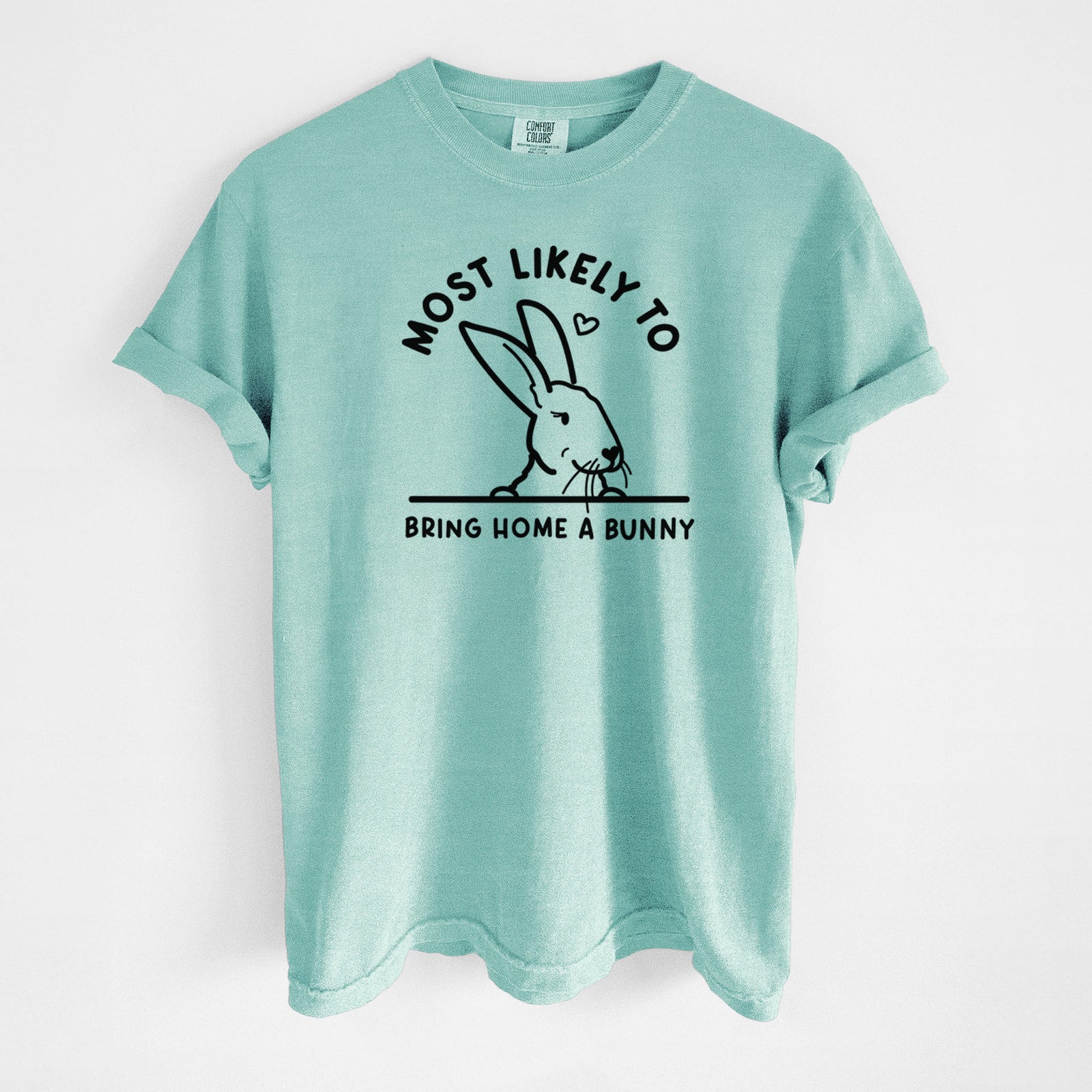 Most Likely to Bring Home a Bunny - Unisex Comfort Colors Garment-Dyed Heavyweight T-shirt in Chalky Mint