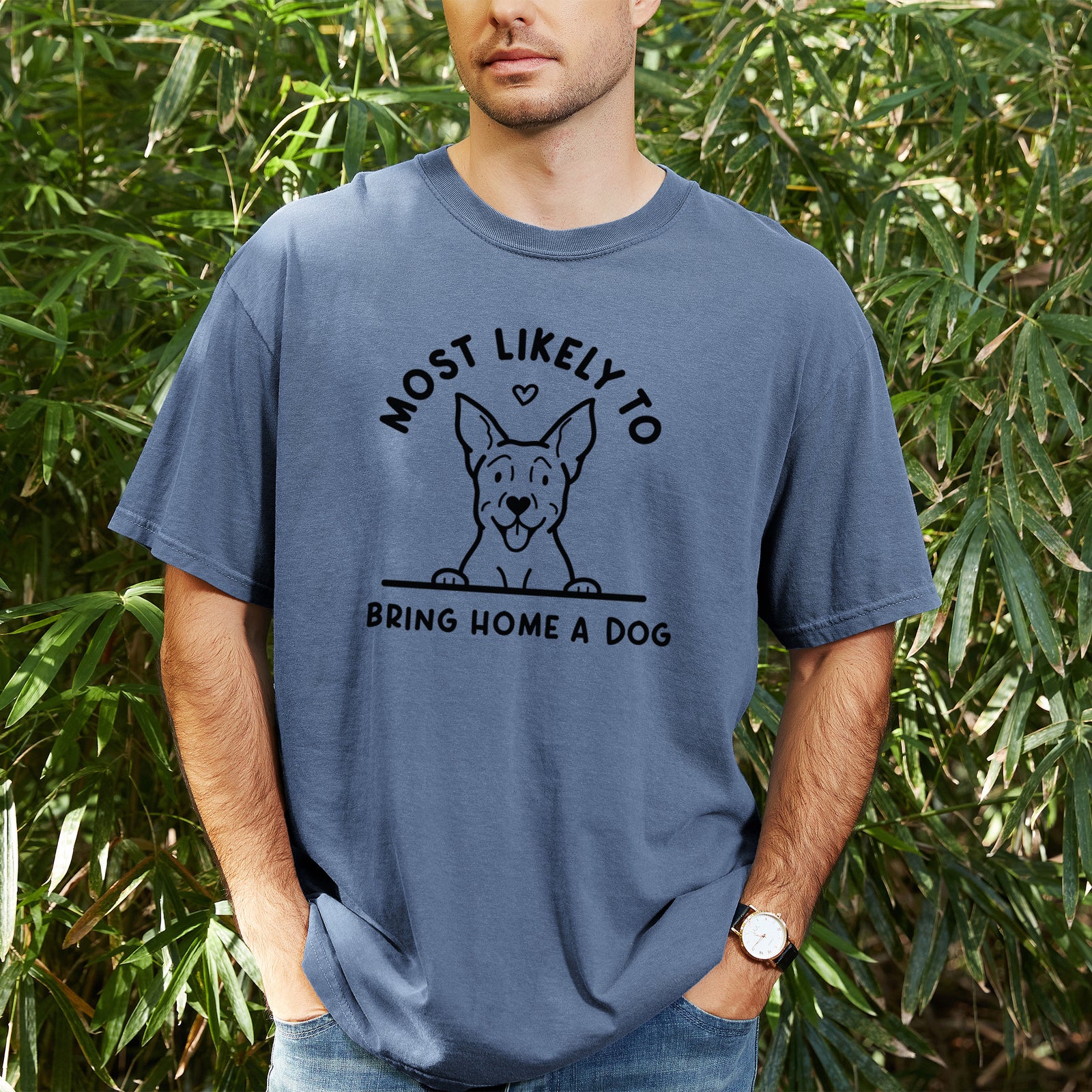Most Likely to Bring Home a Dog - Carolina Dog - Unisex Comfort Colors Garment-Dyed Heavyweight T-shirt, worn by model