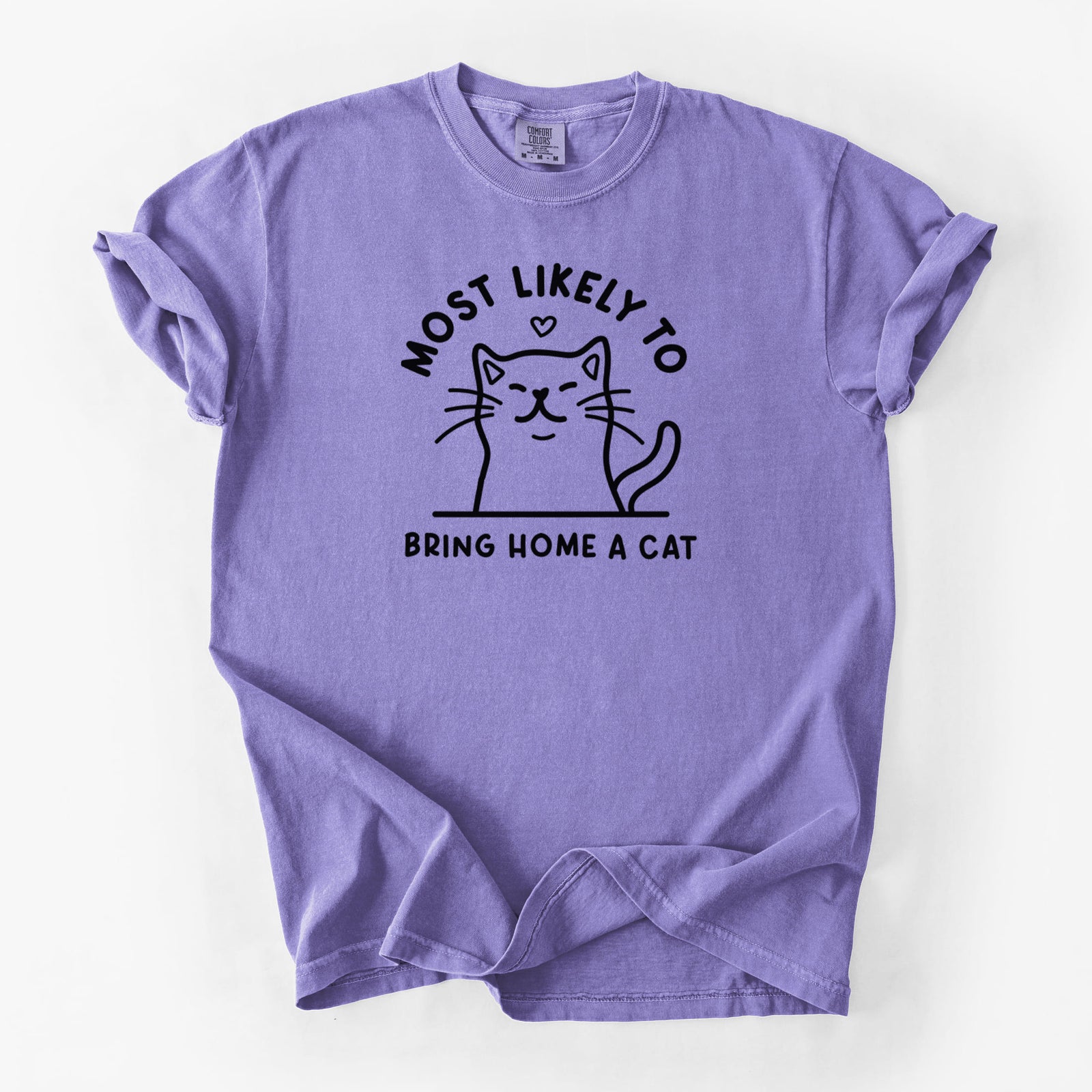 Most Likely to Bring Home a Cat - Unisex Comfort Colors Garment-Dyed Heavyweight T-shirt in Violet