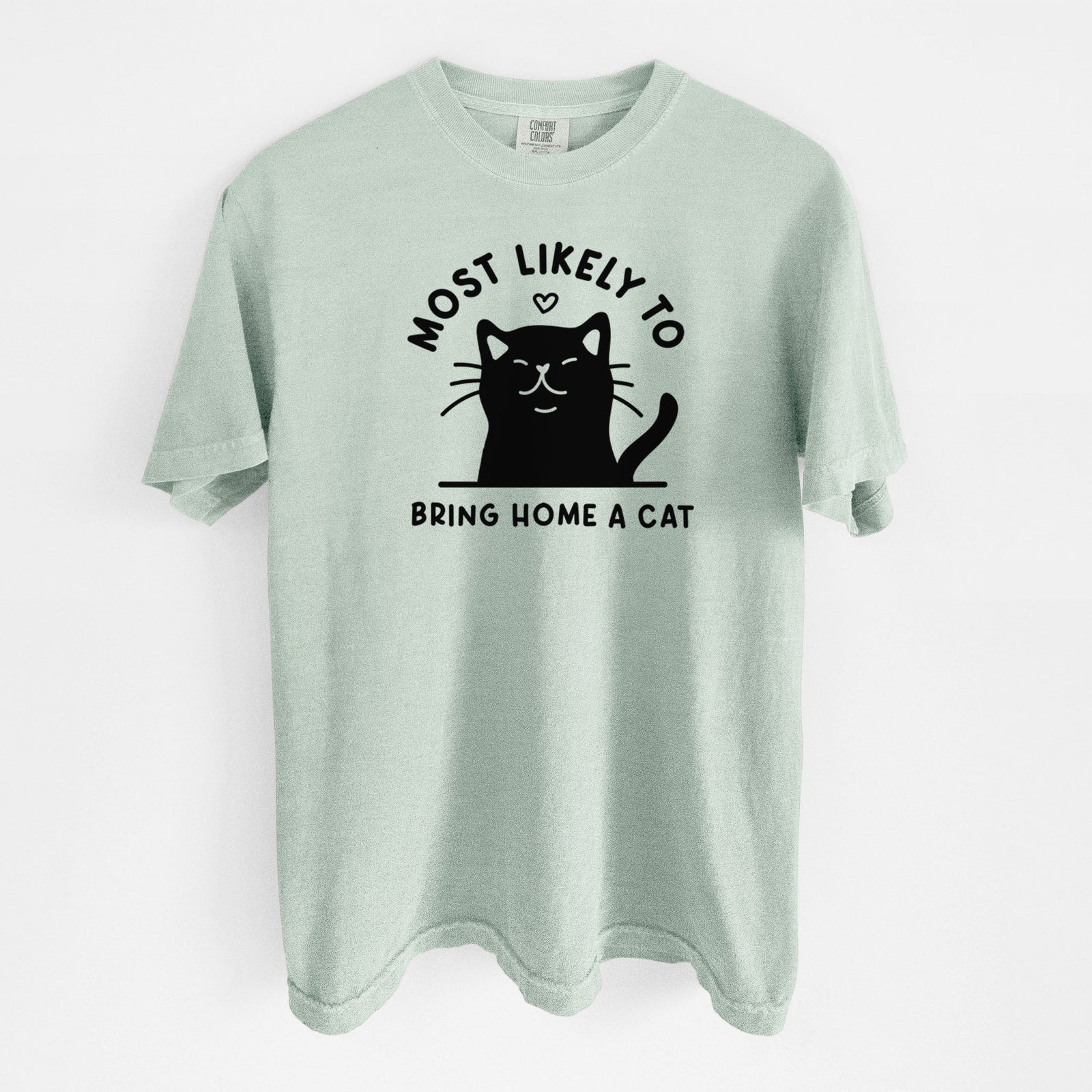 Most Likely to Bring Home a Cat - Black - Unisex Comfort Colors Garment-Dyed Heavyweight T-shirt in Bay
