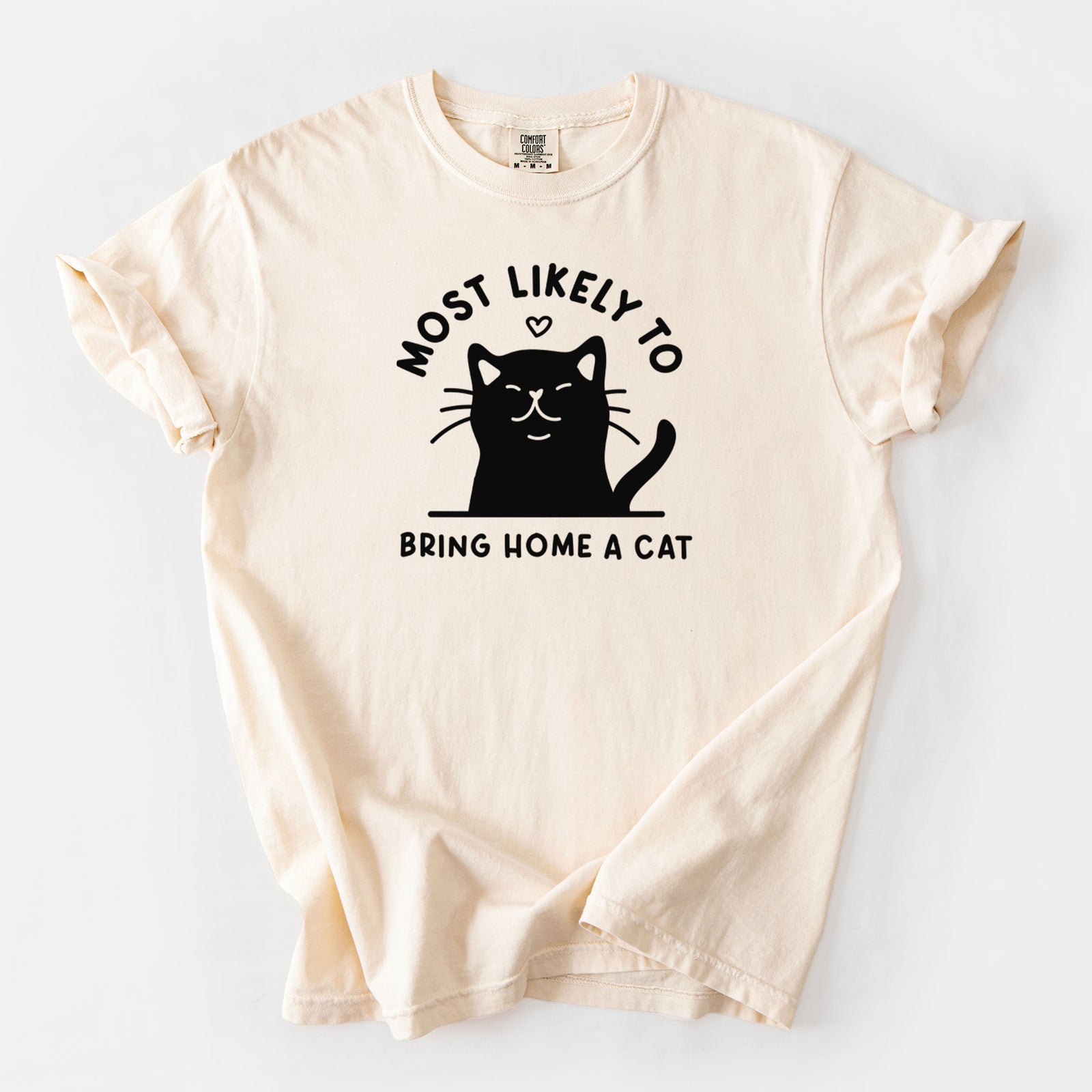 Most Likely to Bring Home a Cat - Black - Unisex Comfort Colors Garment-Dyed Heavyweight T-shirt in Ivory