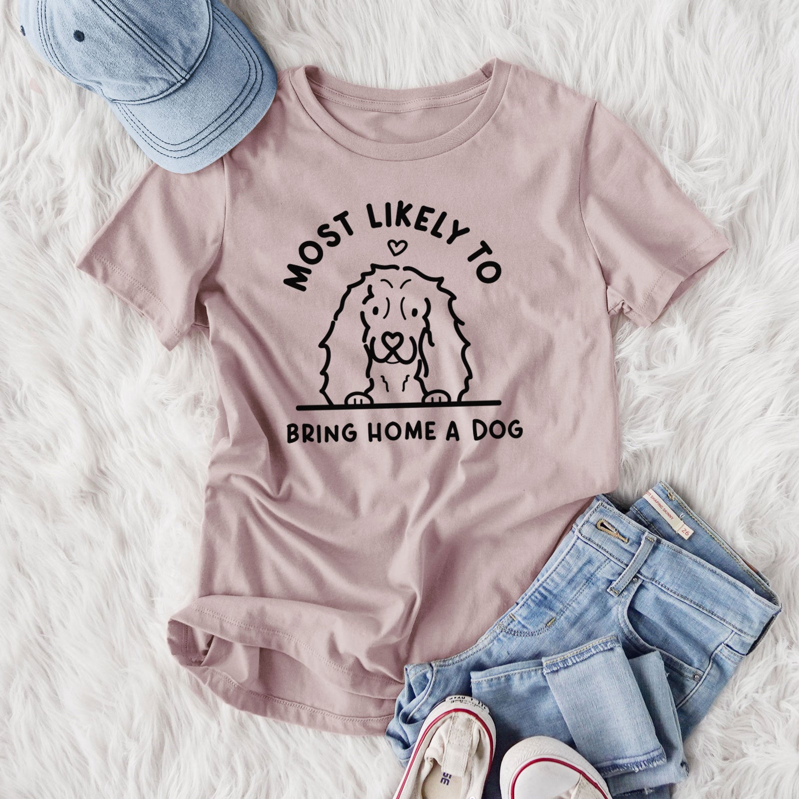 Most Likely to Bring Home a Dog - Cocker Spaniel - Women's Lightweight Relaxed Fit 100% Cotton Crewneck