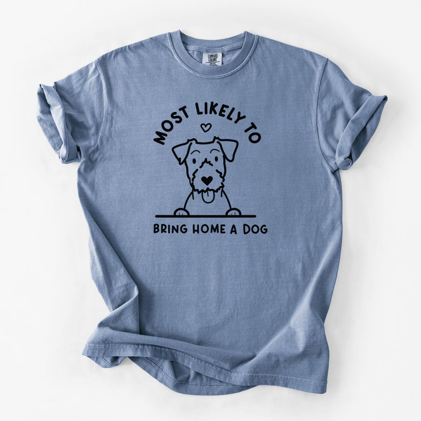 Most Likely to Bring Home a Dog - Jack Russell - Unisex Comfort Colors Garment-Dyed Heavyweight T-shirt in Blue Jean