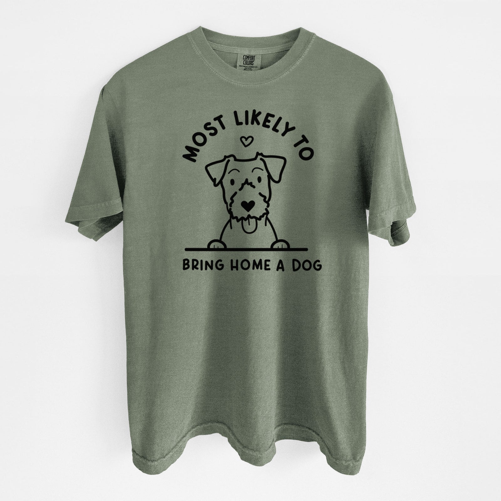 Most Likely to Bring Home a Dog - Jack Russell - Unisex Comfort Colors Garment-Dyed Heavyweight T-shirt in Moss