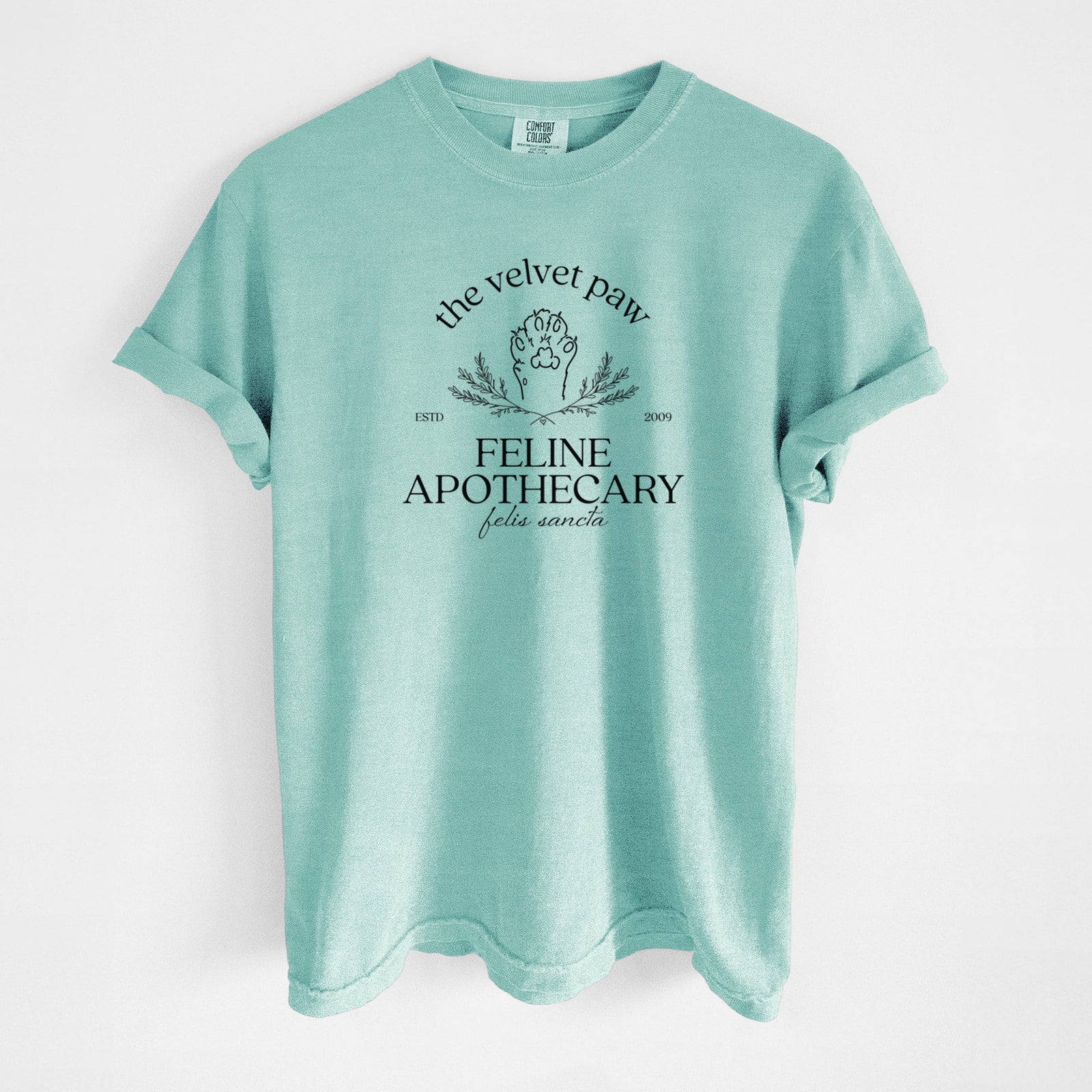 The Velvet Paw – Feline Apothecary - Unisex Comfort Colors Garment-Dyed Heavyweight T-shirt in Chalky Mint