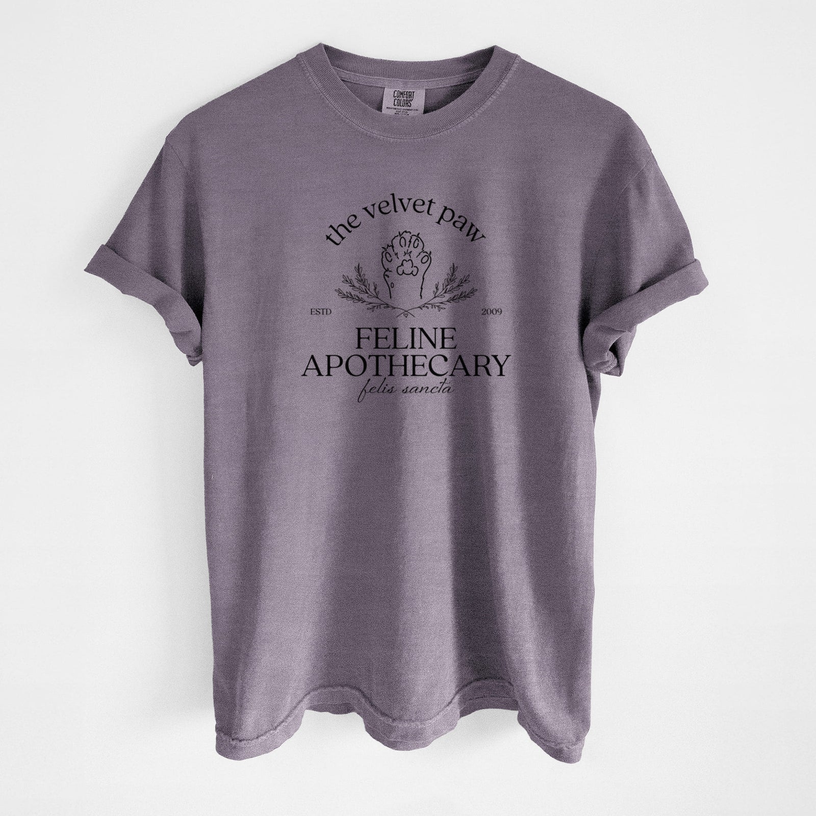 The Velvet Paw – Feline Apothecary - Unisex Comfort Colors Garment-Dyed Heavyweight T-shirt in Wine