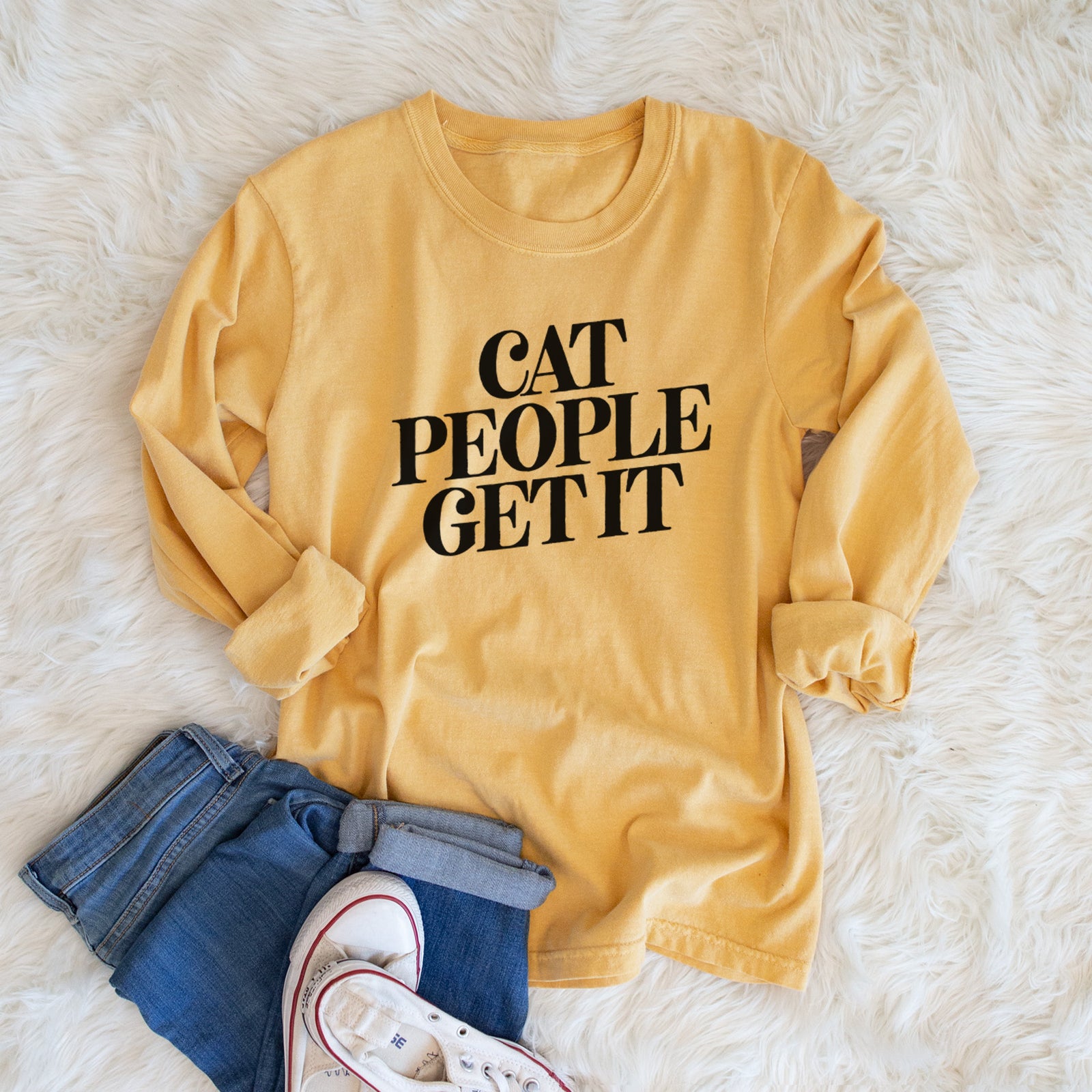 Cat People Get it - Men's Heavyweight 100% Cotton Long Sleeve