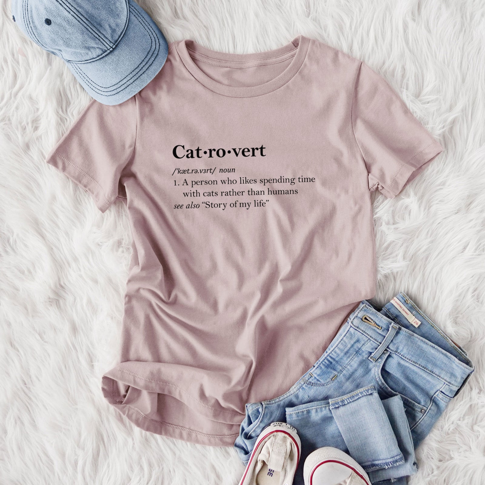 Catrovert Definition - Women's Lightweight Relaxed Fit 100% Cotton Crewneck