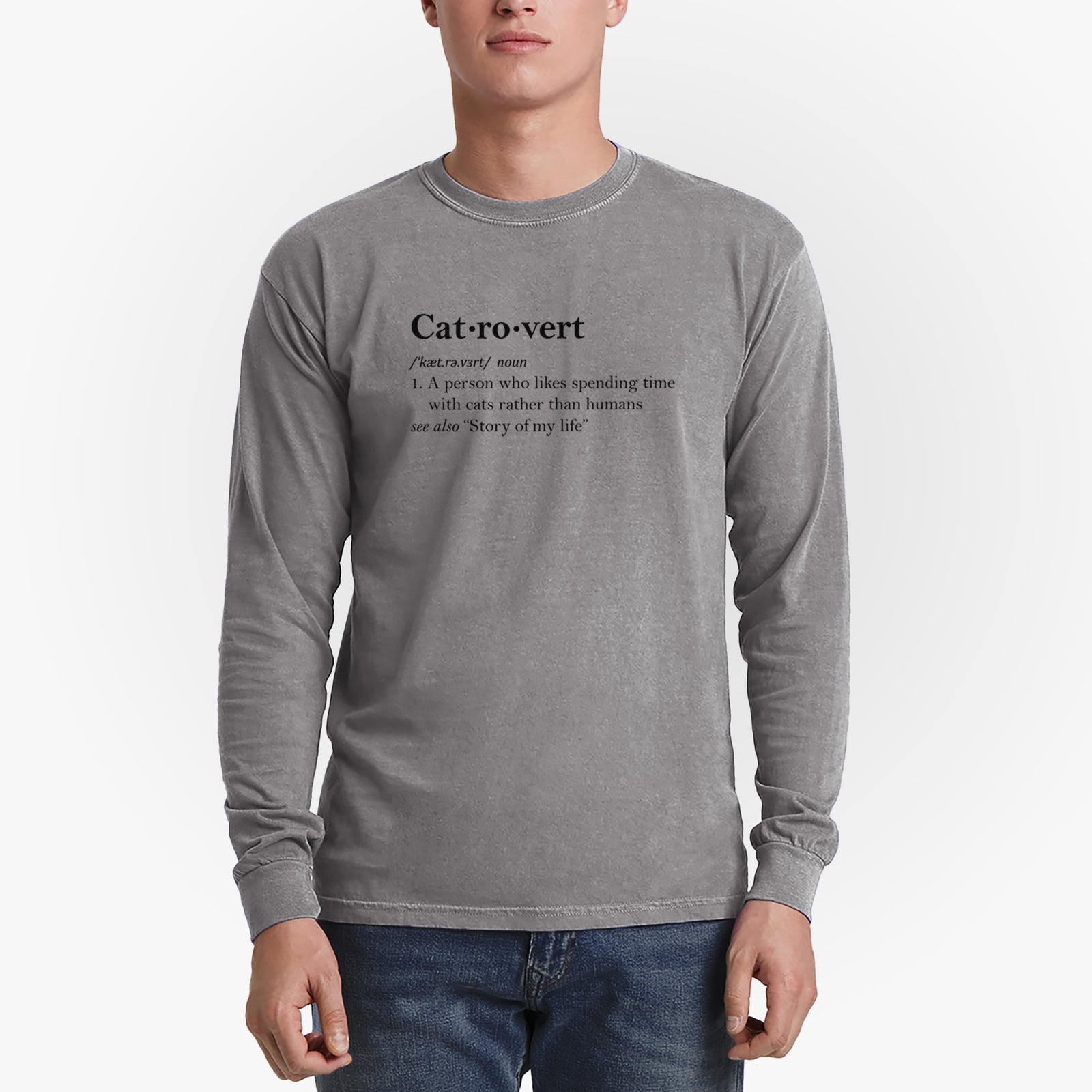 Catrovert Definition - Men's Heavyweight 100% Cotton Long Sleeve