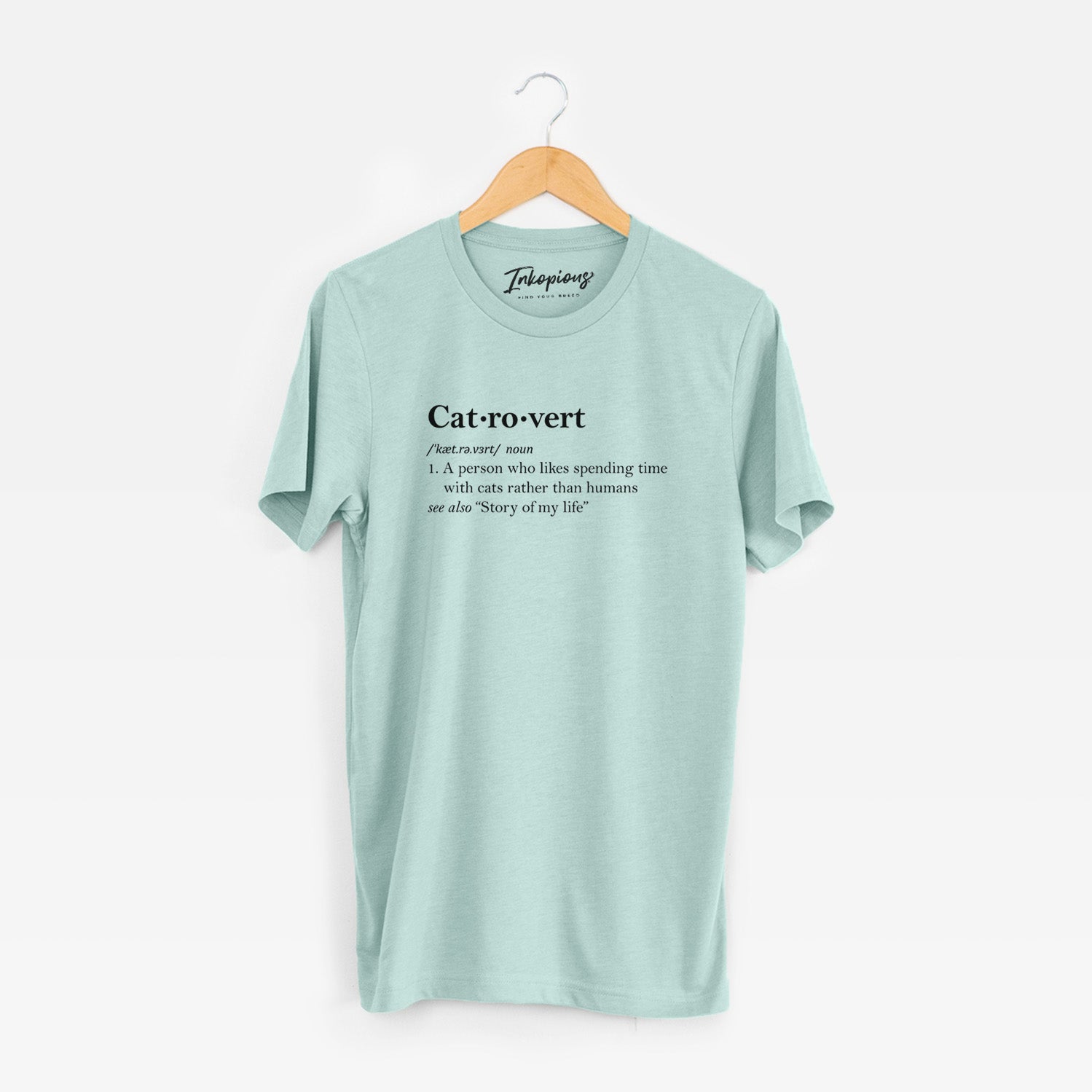 'Catrovert Definition' design on a Heather Sage Unisex crewneck