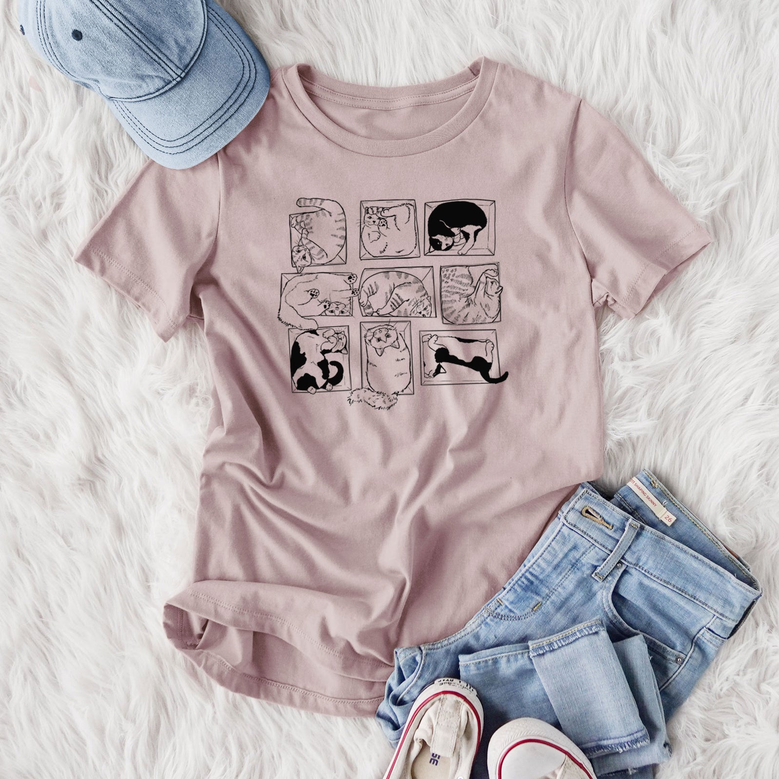 Cats in Boxes - Women's Lightweight Relaxed Fit 100% Cotton Crewneck