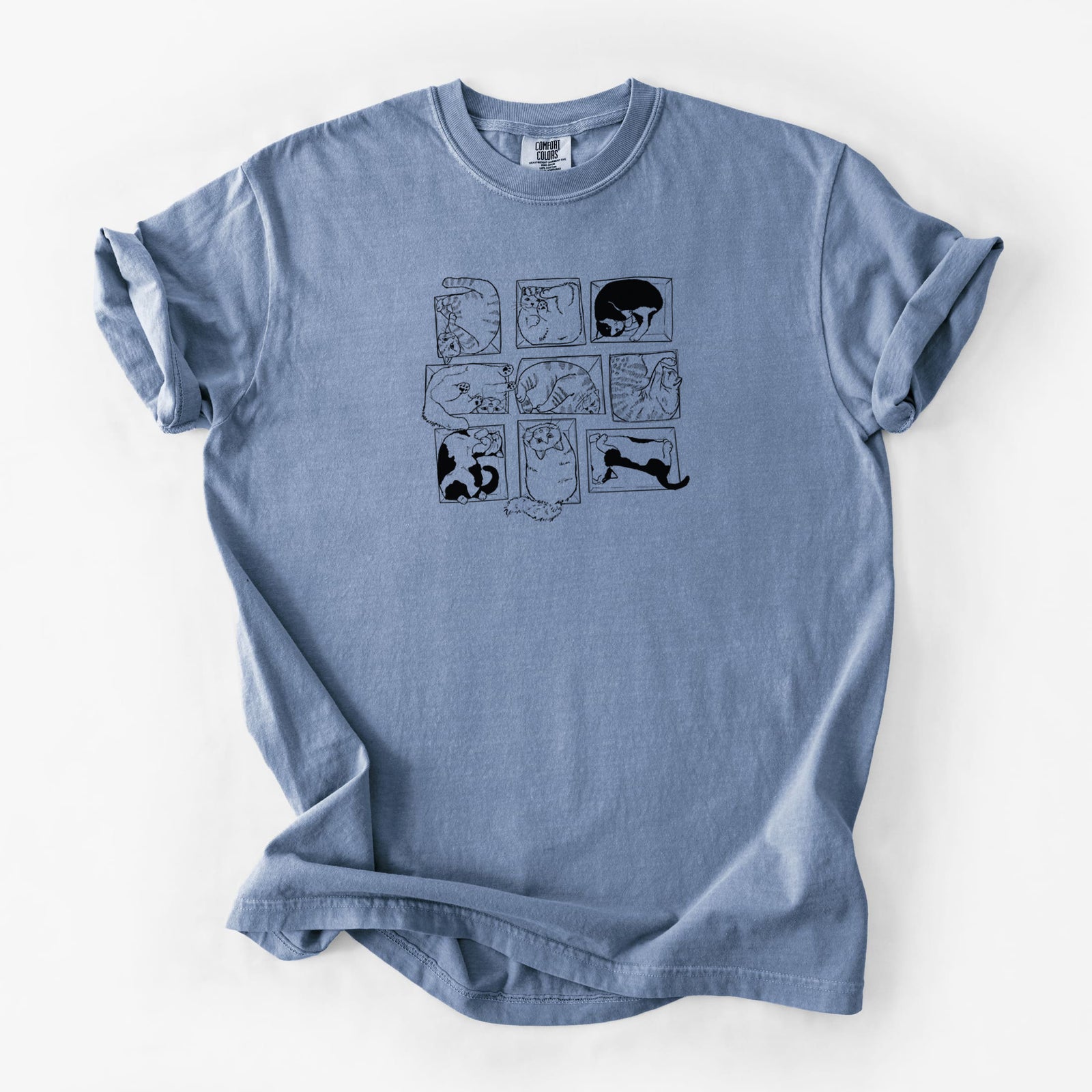 Cats in Boxes - Unisex Comfort Colors Garment-Dyed Heavyweight T-shirt in Blue Jean