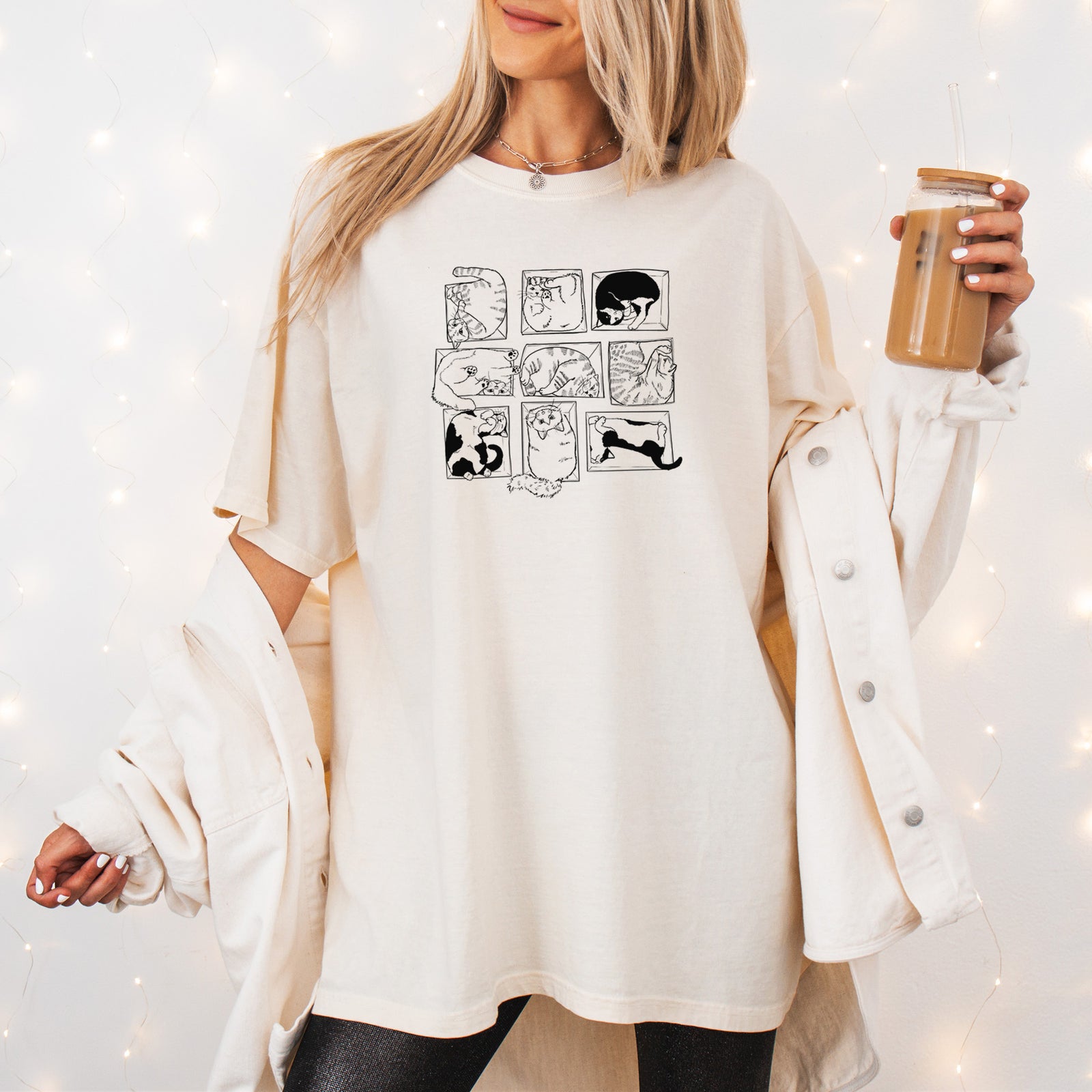 Cats in Boxes - Unisex Comfort Colors Garment-Dyed Heavyweight T-shirt, worn by model