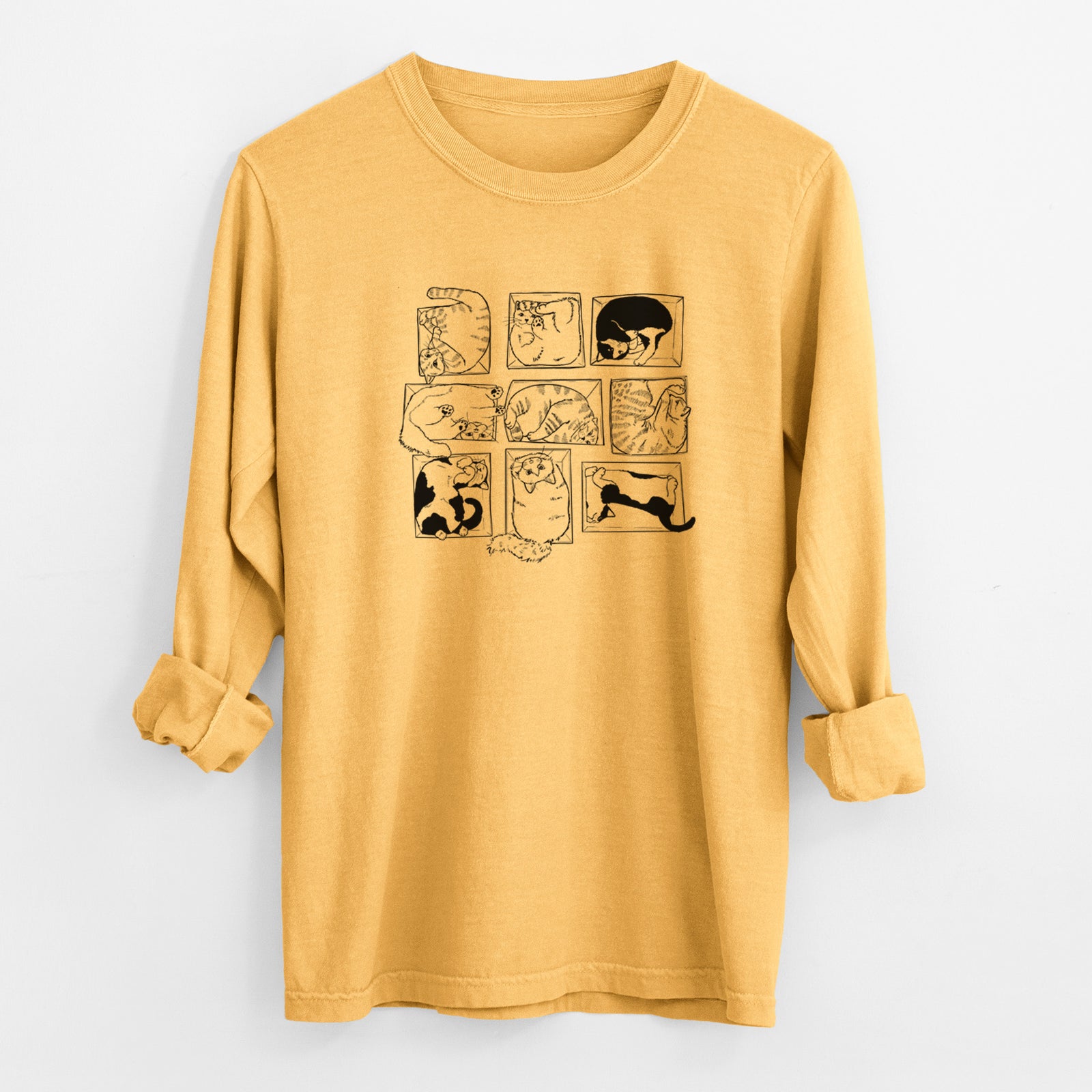 Cats in Boxes - Men's Heavyweight 100% Cotton Long Sleeve