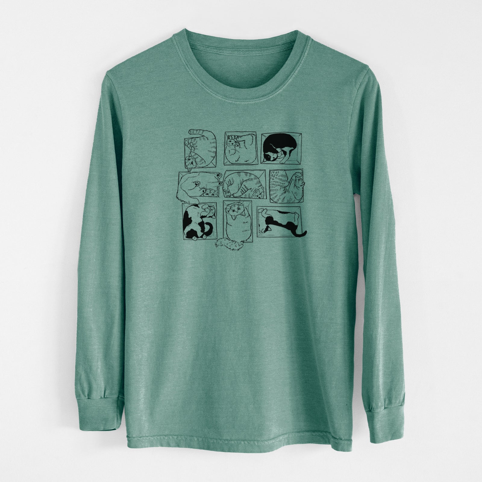 Cats in Boxes - Men's Heavyweight 100% Cotton Long Sleeve