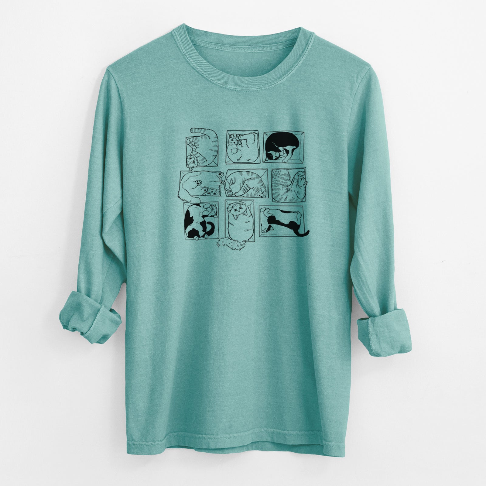 Cats in Boxes - Men's Heavyweight 100% Cotton Long Sleeve
